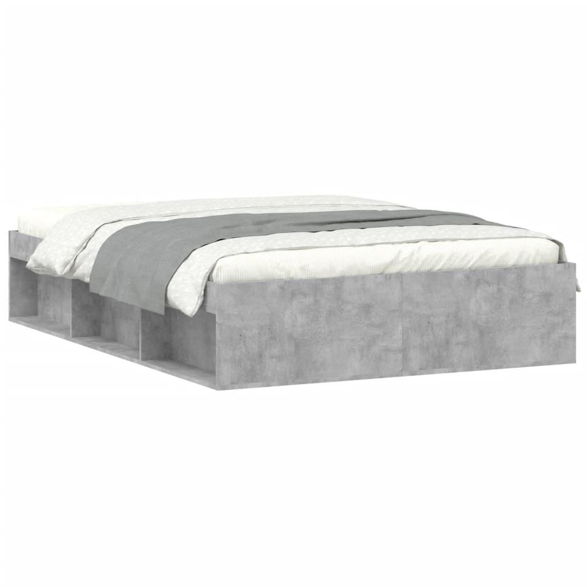Voir la diapositive 2 : VIDAXL Cadre de lit sans matelas gris beton 135x190 cm