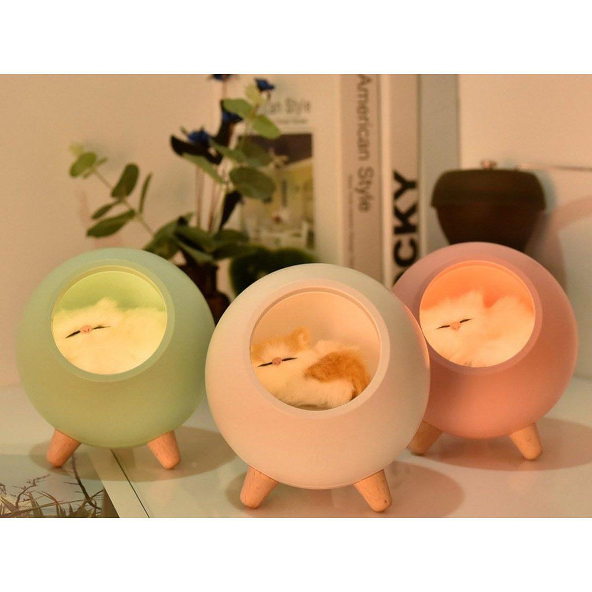 Voir la diapositive 3 : 1001JOUETS Veilleuse enfant Chat - 3 intensités d'éclairage ajustables - Batterie rechargeable - Blanche