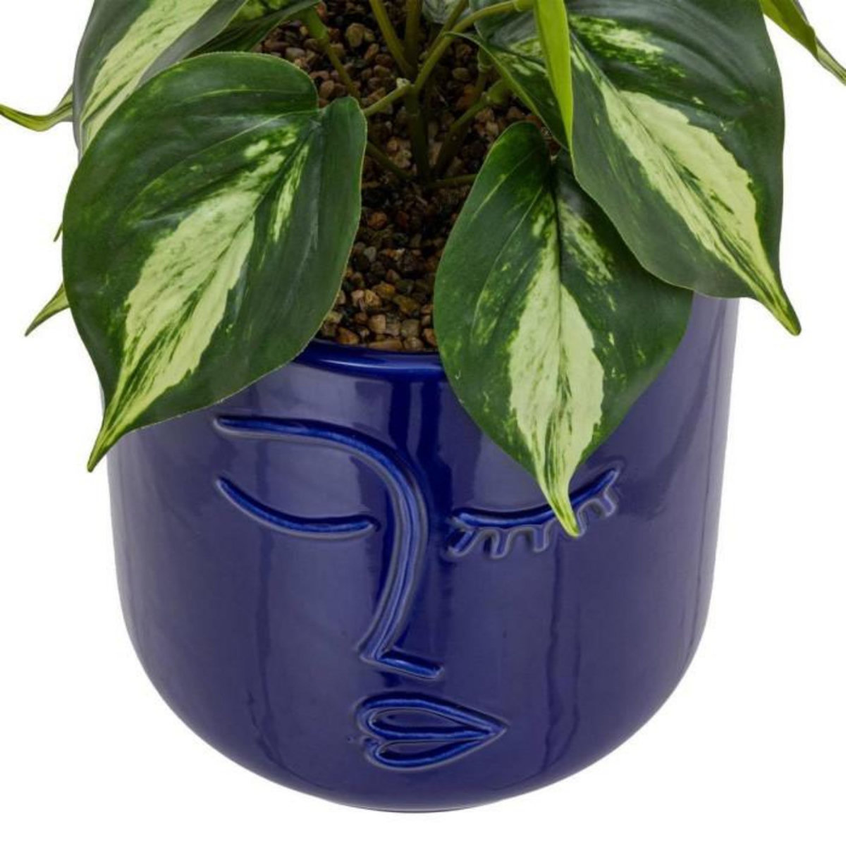 ATMOSPHERA Plante Artificielle en Pot  Soleya  30cm Bleu