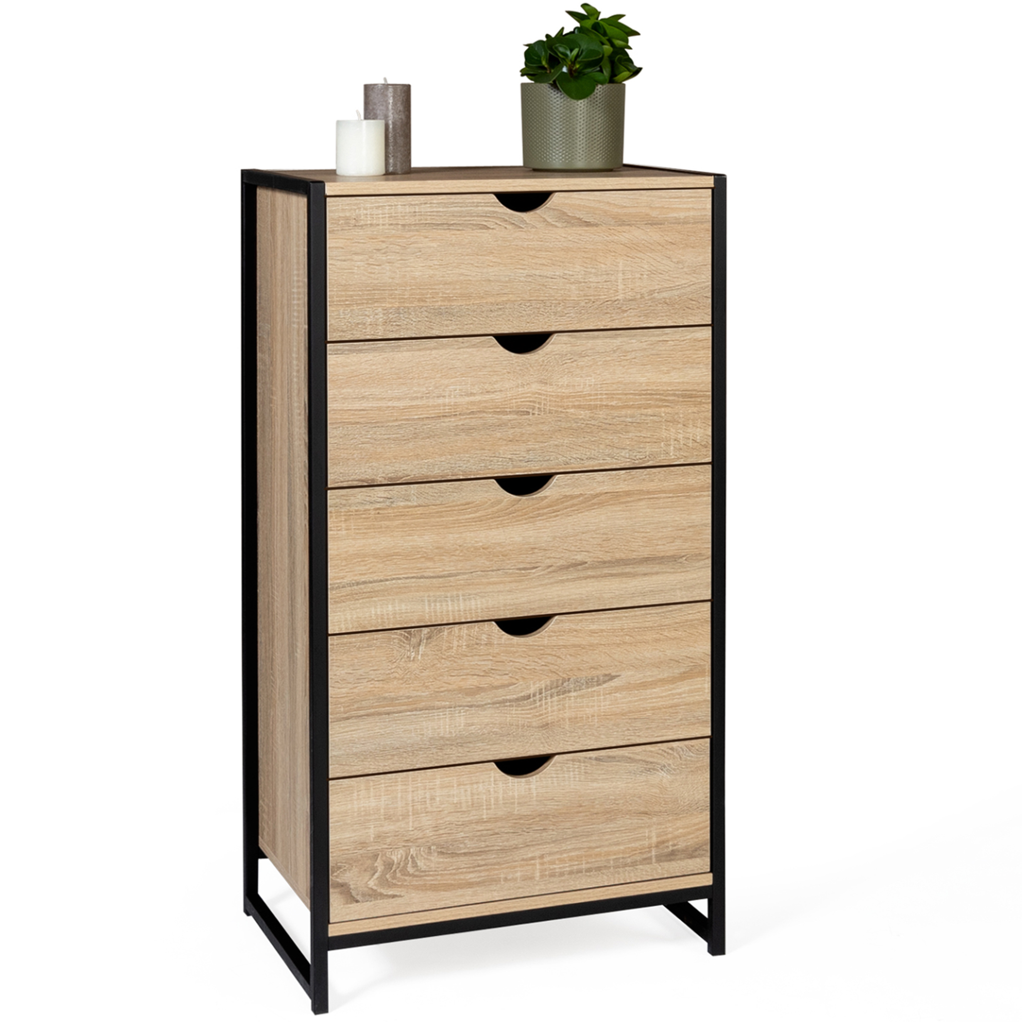 ID MARKET Chiffonnier 5 tiroirs detroit 60x30x90 cm commode semainier design industriel