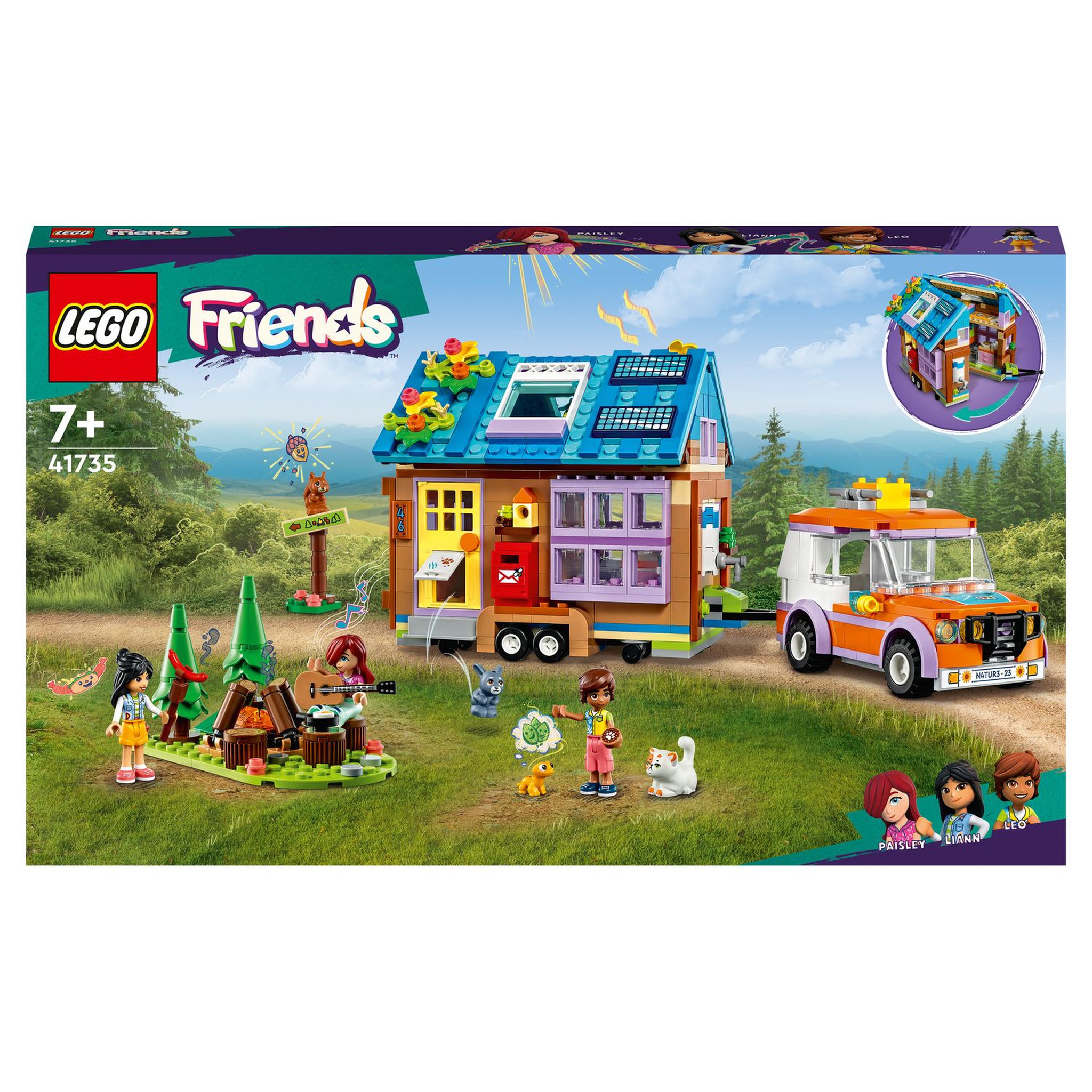 Voir la diapositive 1 : LEGO Friends 41735 La mini maison mobile, Jeu Camping en Forêt avec Voiture Jouet, Mini-Poupées Leo & Liann