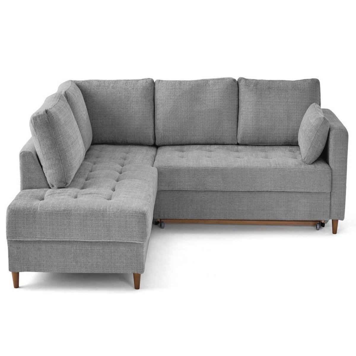 LISA DESIGN Anna - canapé d'angle gauche 5 places convertible en velours texturé
