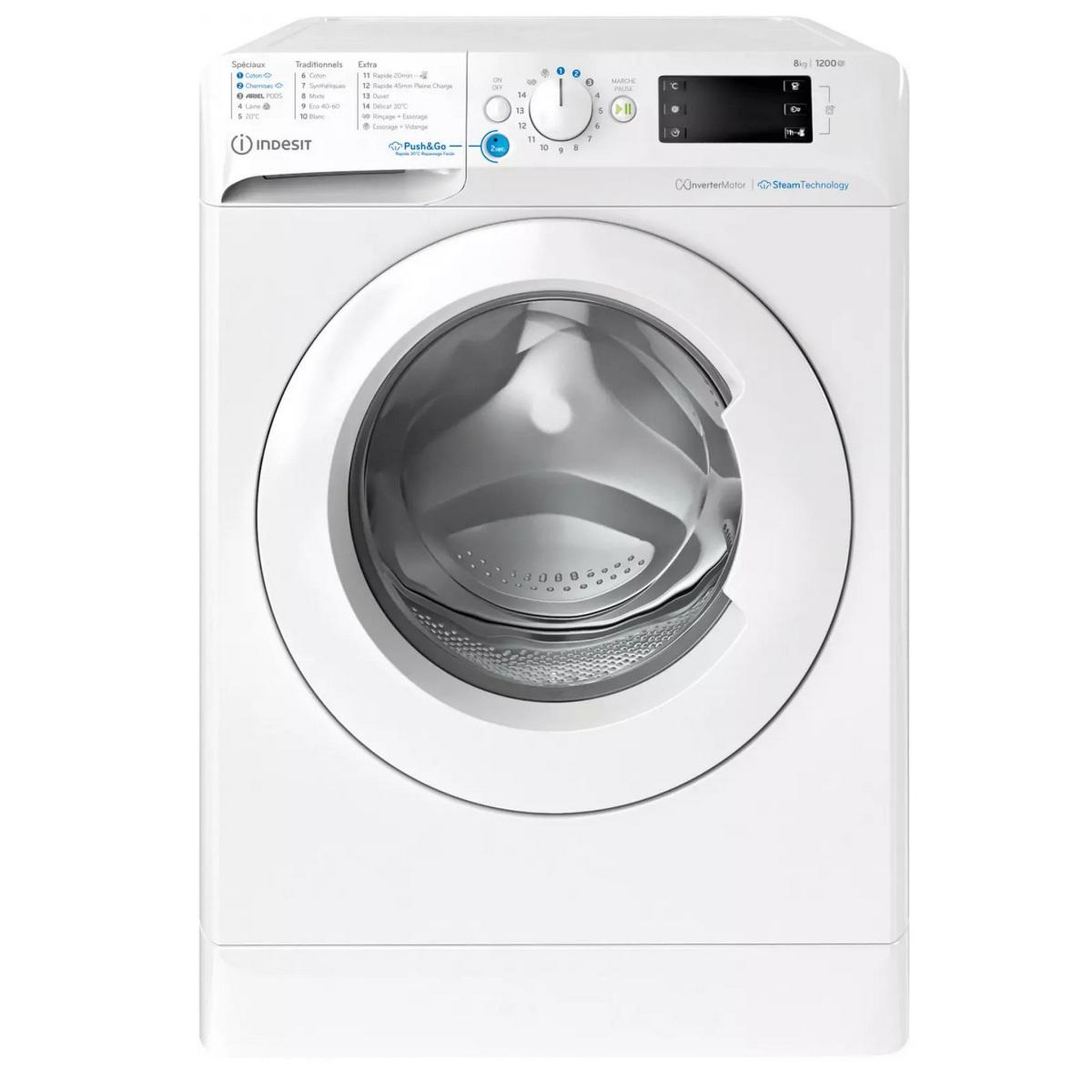 Indesit Lave-linge frontal 8kg 1200 tours/min - BWE8127XWVFR