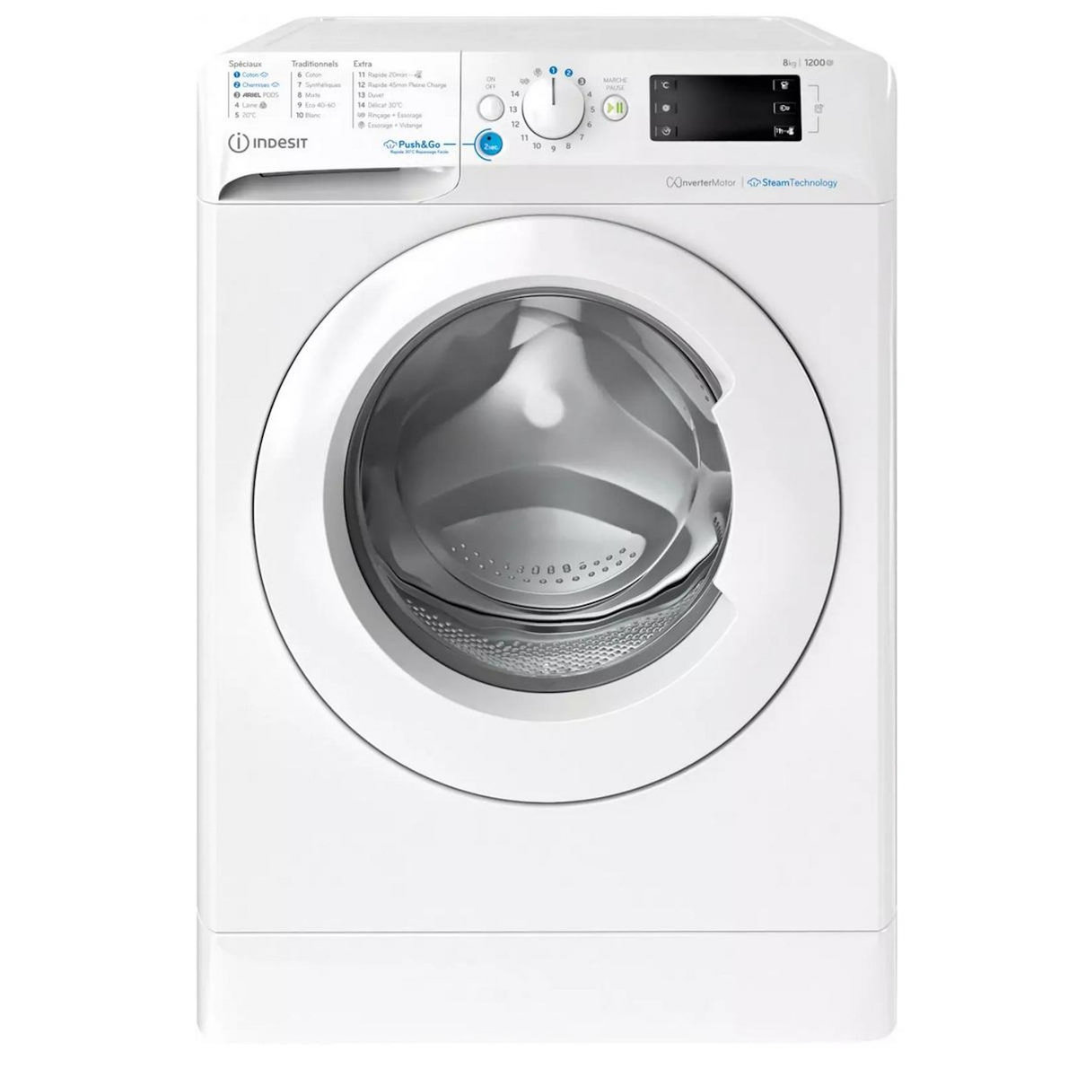 Indesit Lave-linge frontal 8kg 1200 tours/min - BWE8127XWVFR