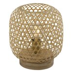 GLOBO Lampe à poser design bambou Mirena - Diam. 23 x H. 27 cm - Beige naturel