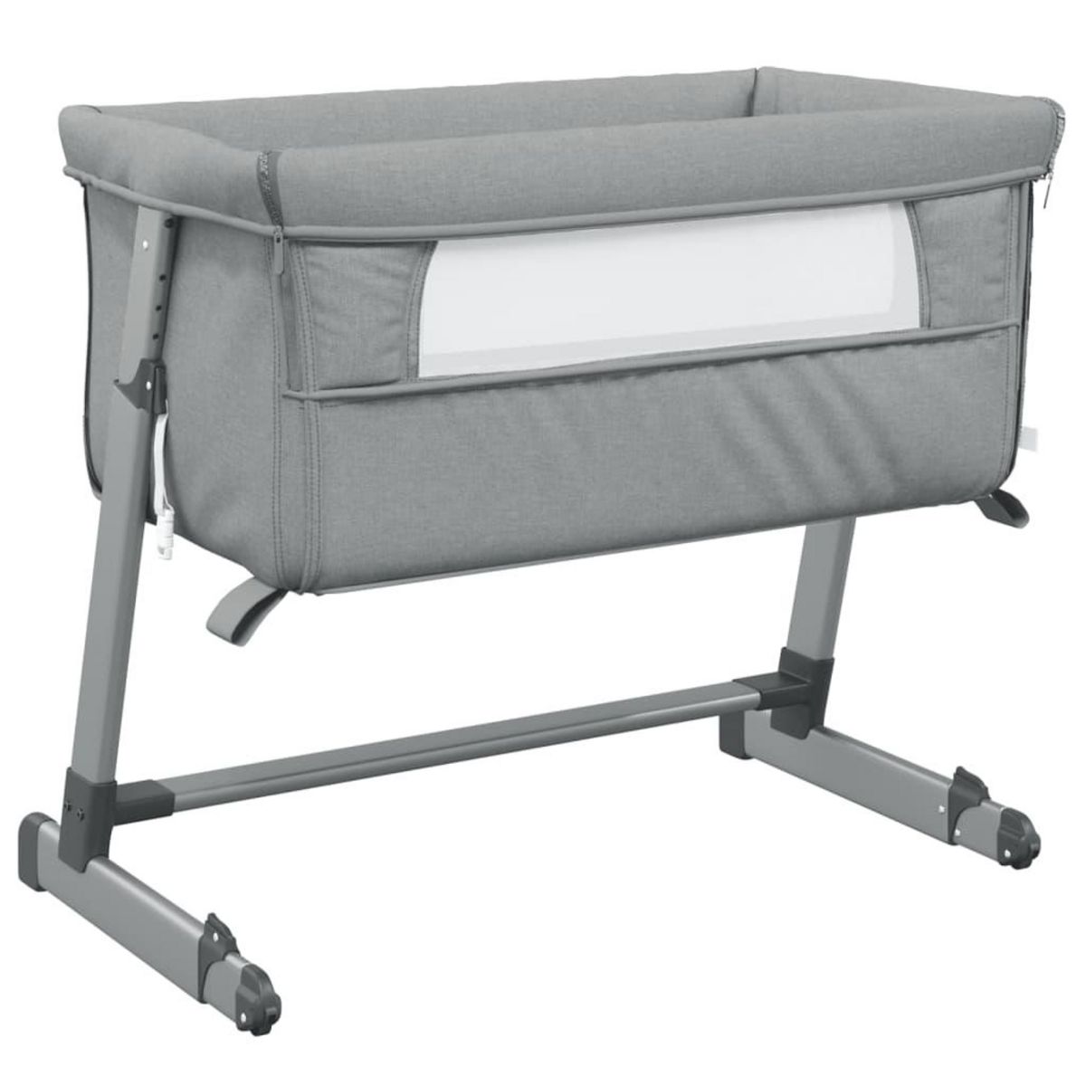VIDAXL Lit pour bebe avec matelas Gris clair Tissu de lin