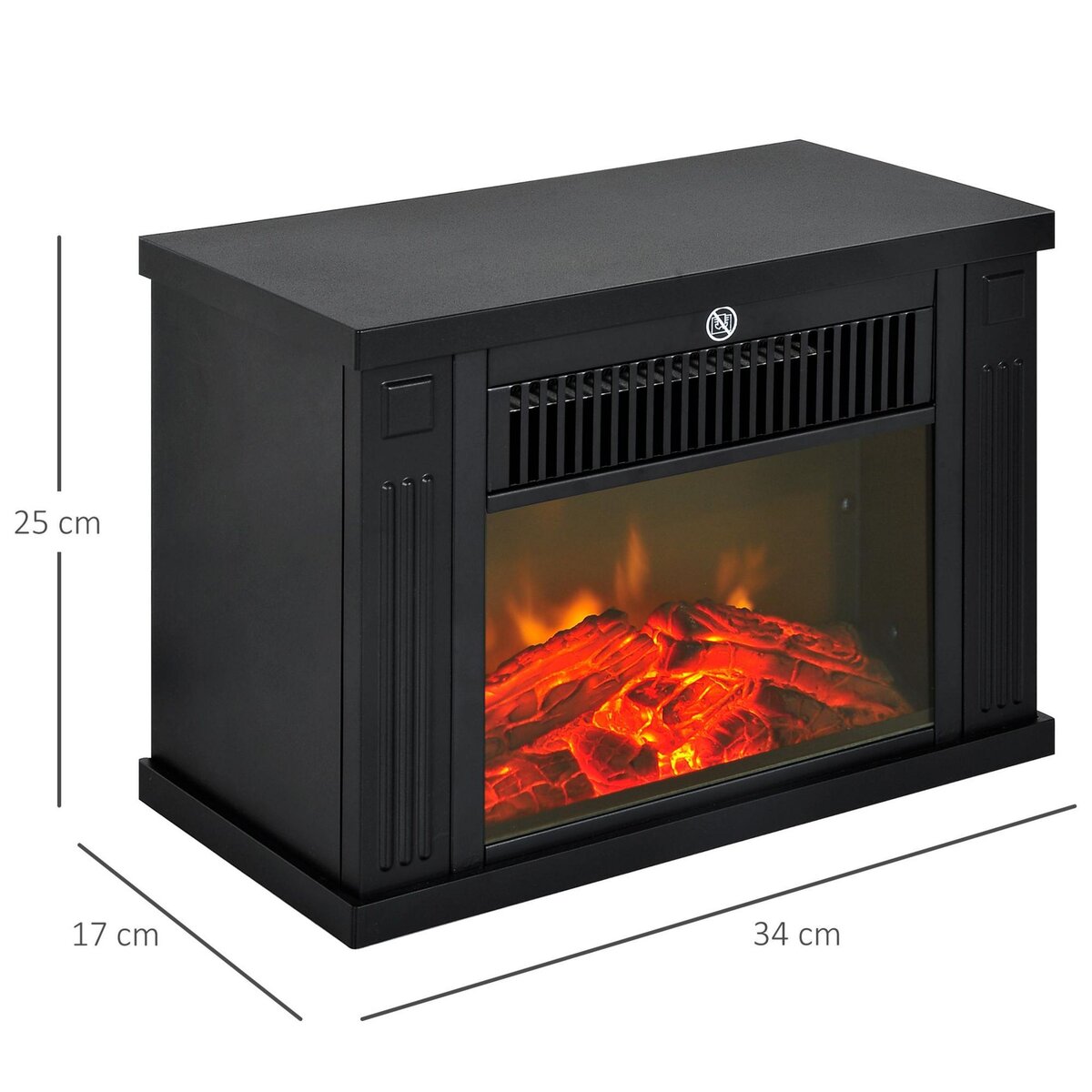 HOMCOM Cheminée électrique poêle style contemporain thermostat 600-1200 W noir