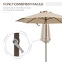 Voir la diapositive 4 : OUTSUNNY Parasol inclinable de jardin Ø 2,63 m métal polyester beige