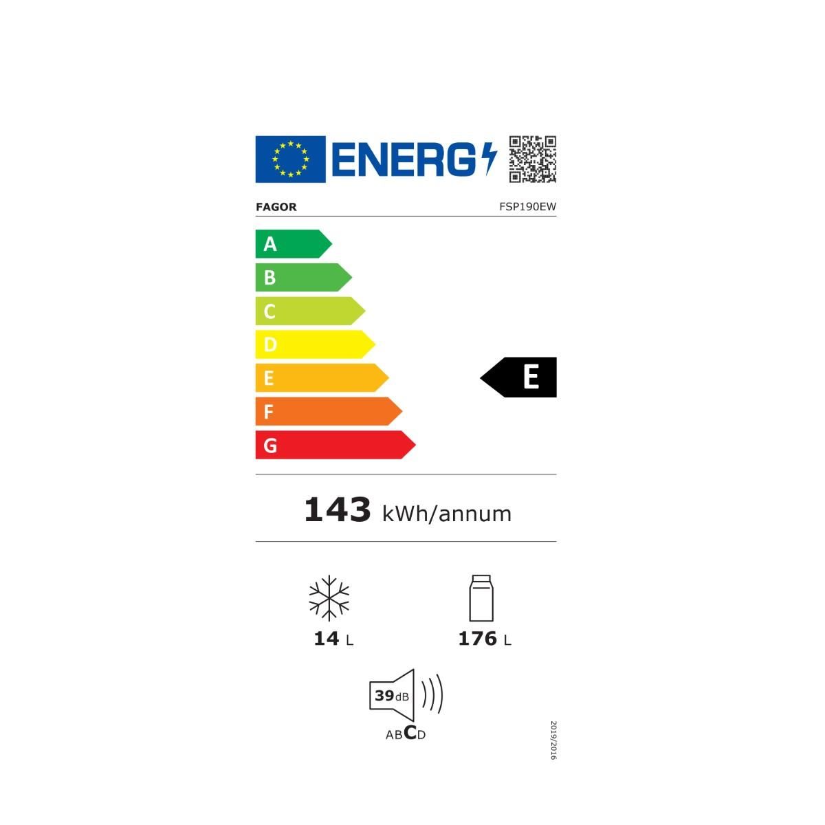 Fagor Réfrigérateur 1 porte 55cm 190l statique gris - FSP190EW