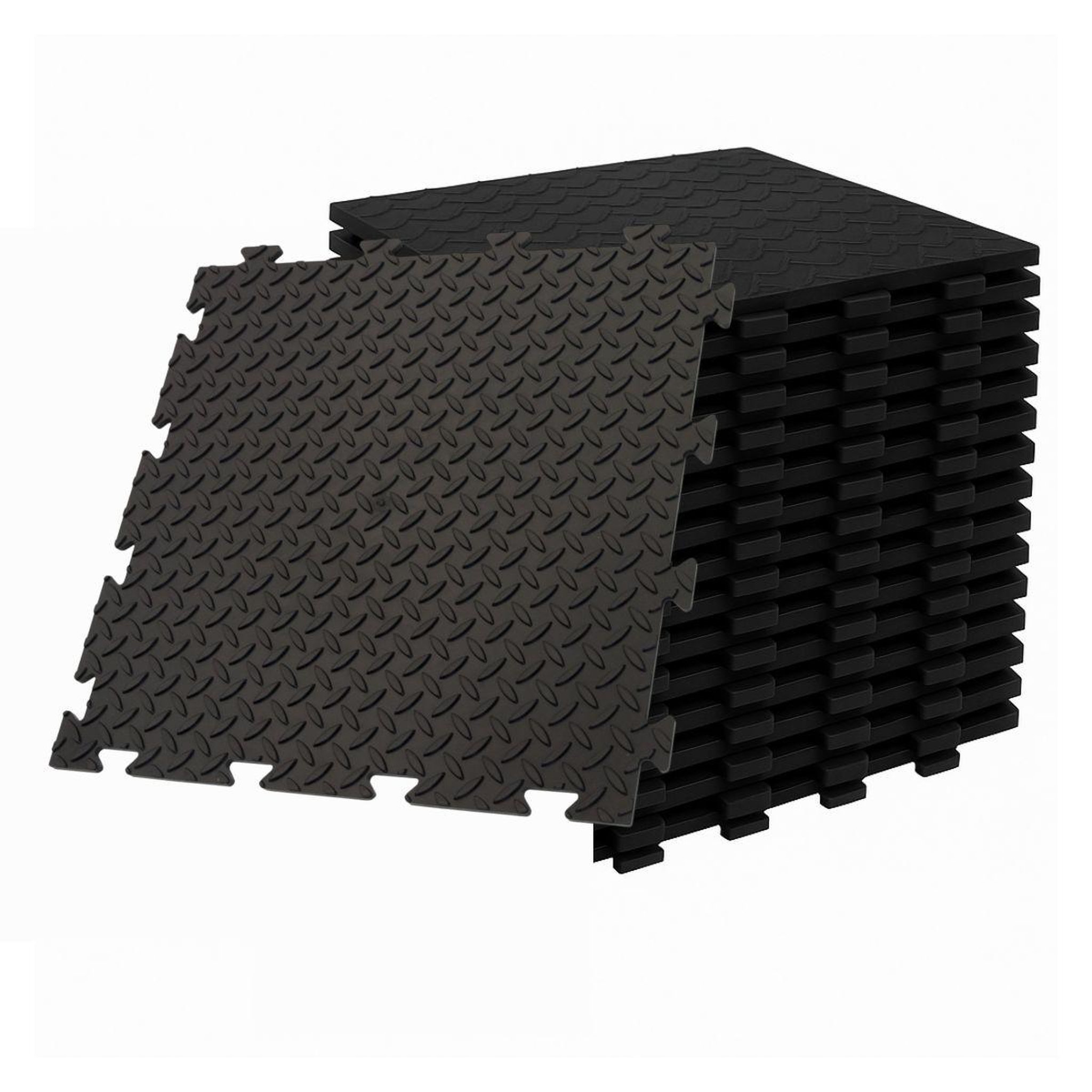 INTEC Pack de 10 Dalles PVC Clipsables Noires 50x50 cm Antidérapantes - Revêtement de Sol Garage, Atelier INTEC