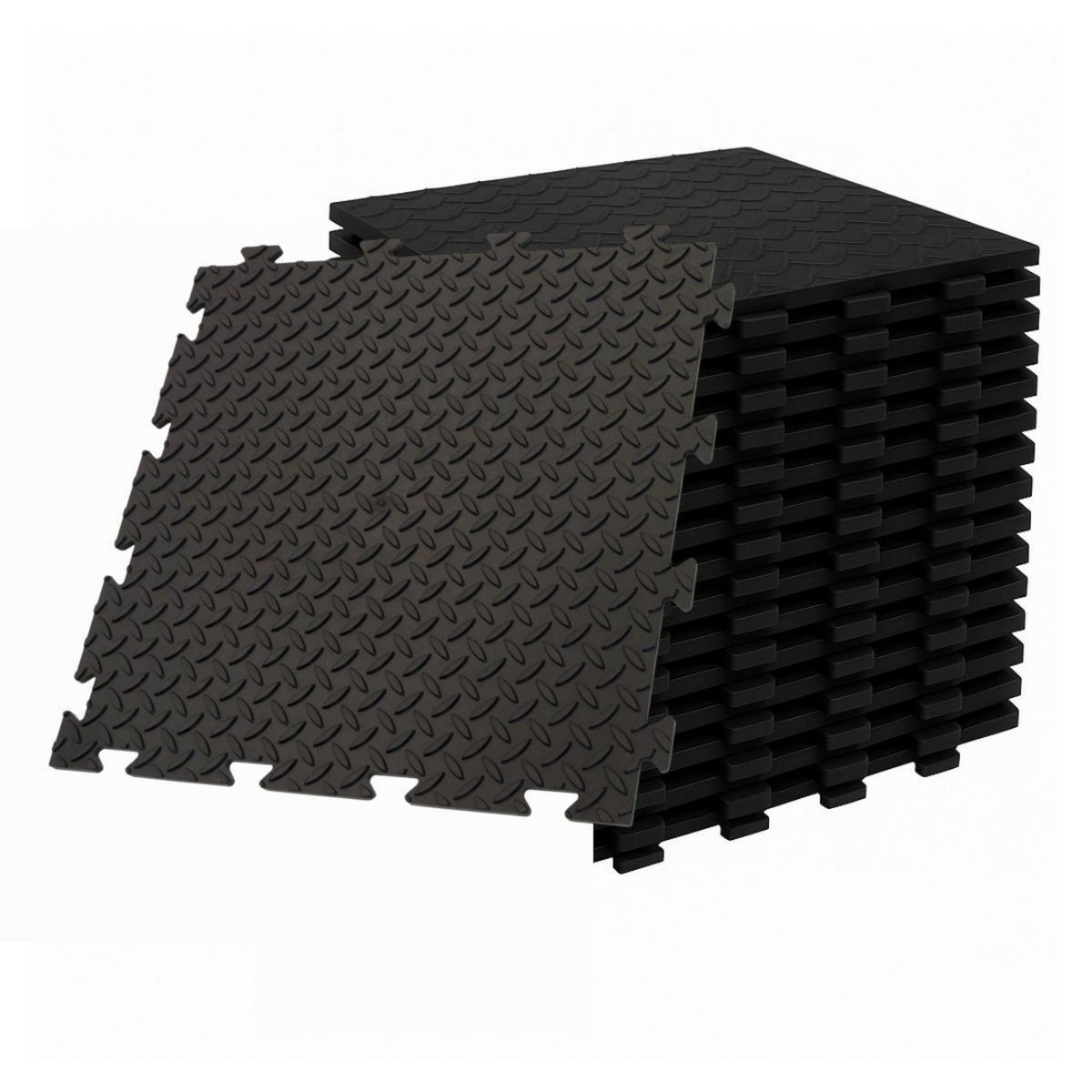 INTEC Pack de 10 Dalles PVC Clipsables Noires 50x50 cm Antidérapantes - Revêtement de Sol Garage, Atelier INTEC