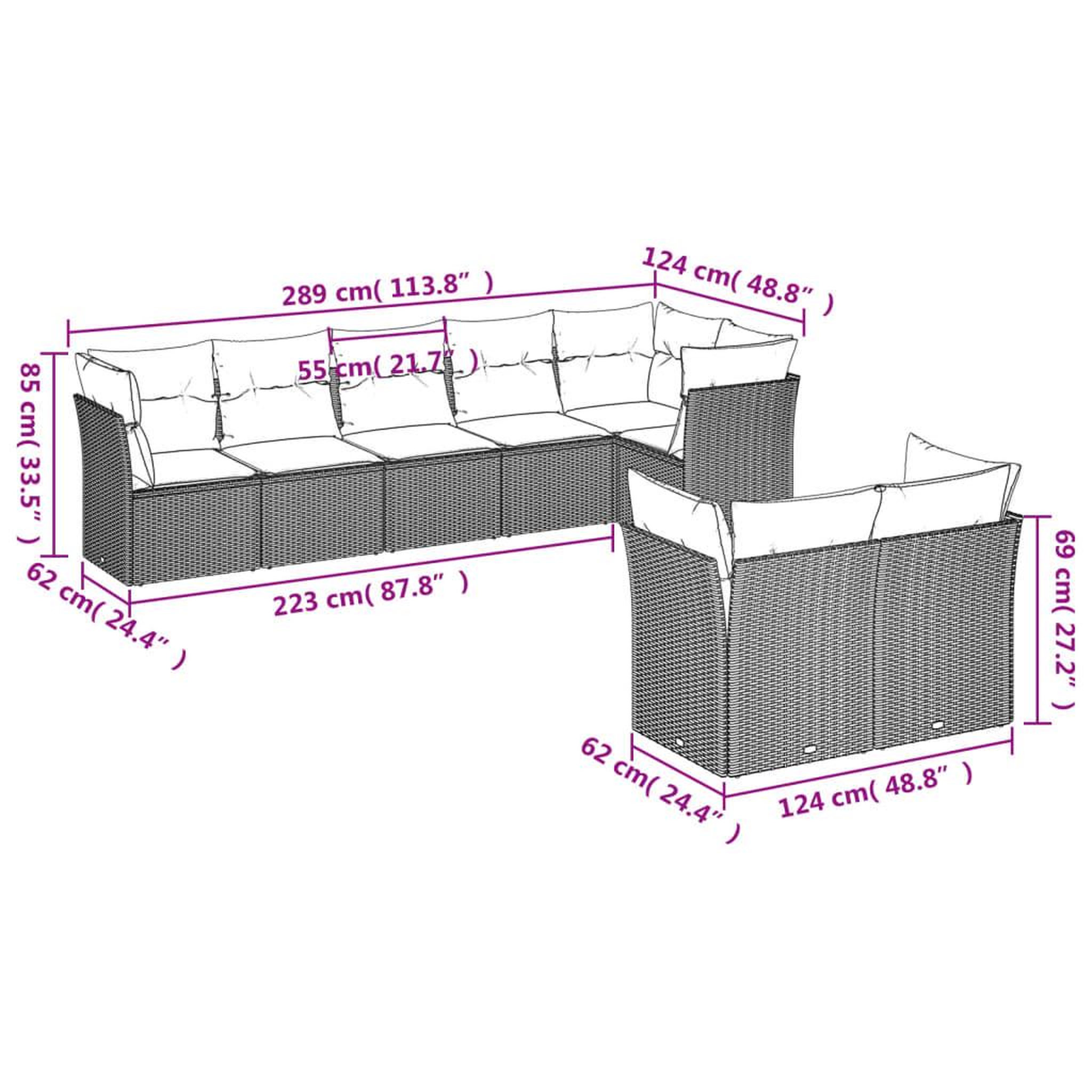 Voir la diapositive 3 : VIDAXL Salon de jardin 8 pcs avec coussins noir resine tressee