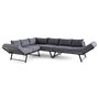 Voir la diapositive 4 : BEST MOBILIER Konna – salon de jardin d'angle en acier noir – 5 places - coussin gris et table incluse