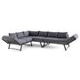 Voir la diapositive 4 : BEST MOBILIER Konna – salon de jardin d'angle en acier noir – 5 places - coussin gris et table incluse