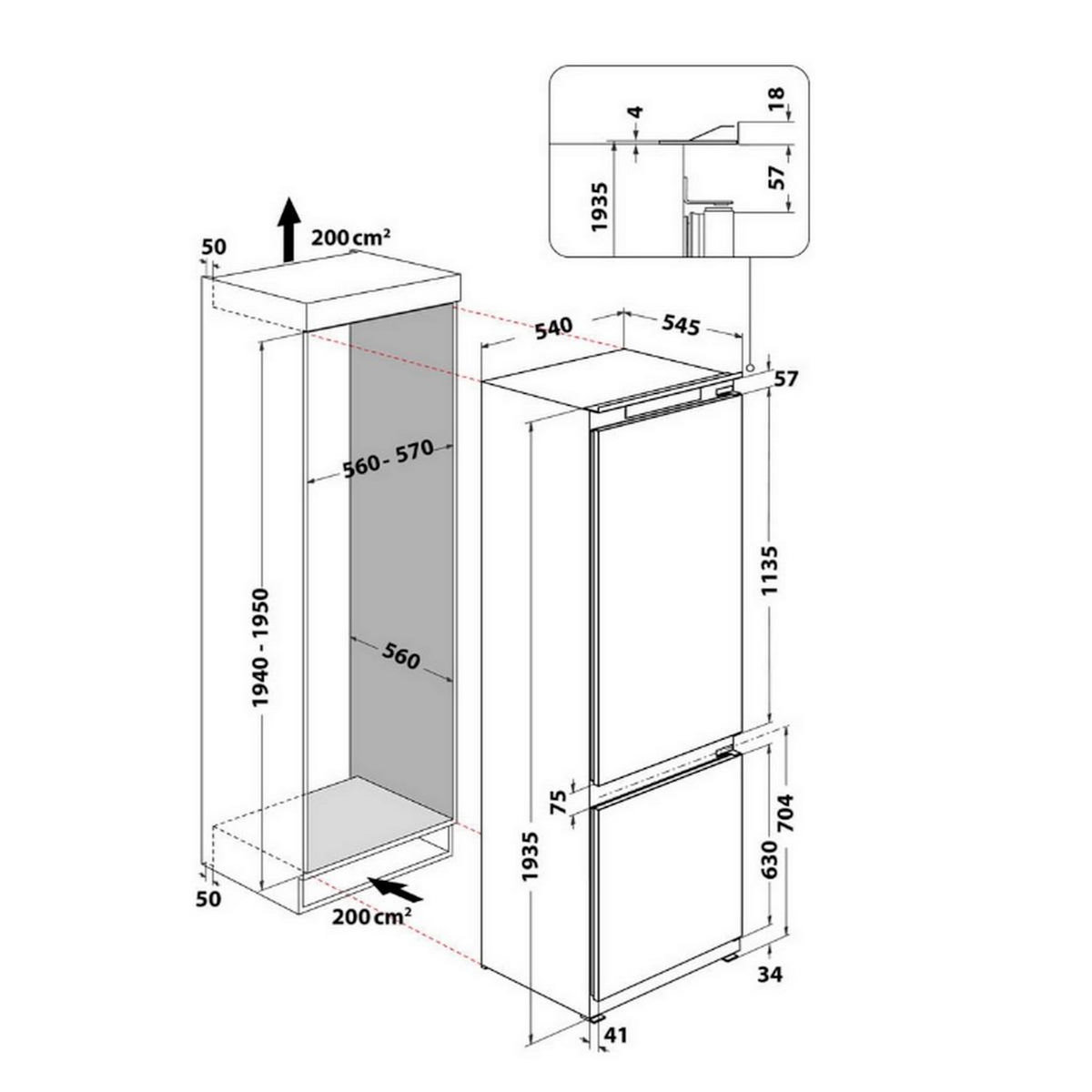 Whirlpool Réfrigérateur combiné intégrable à glissières 300l - WHC20D011B1FR