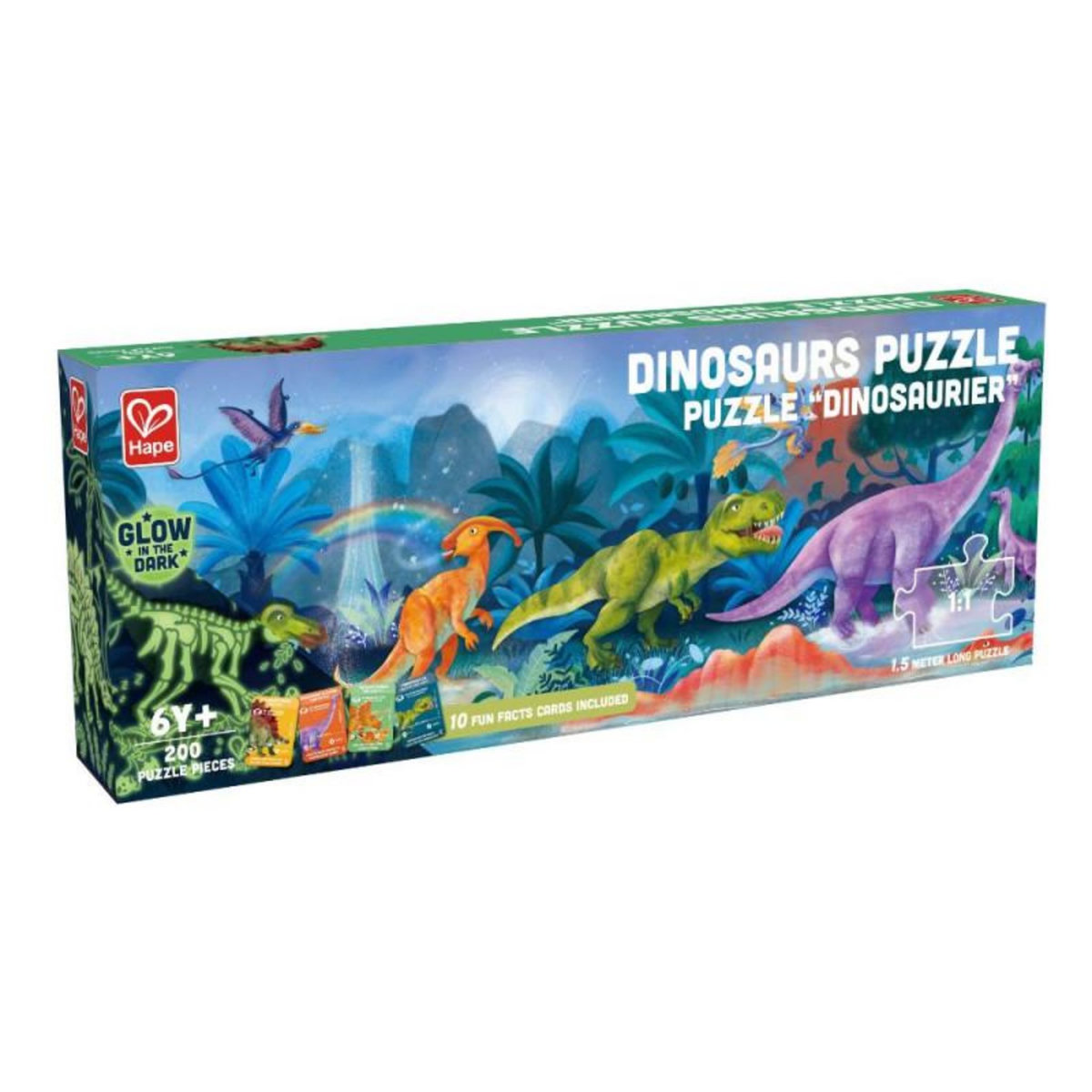 Hape Puzzle XXL 200 pièces Hape Dinosaures phosphorescent