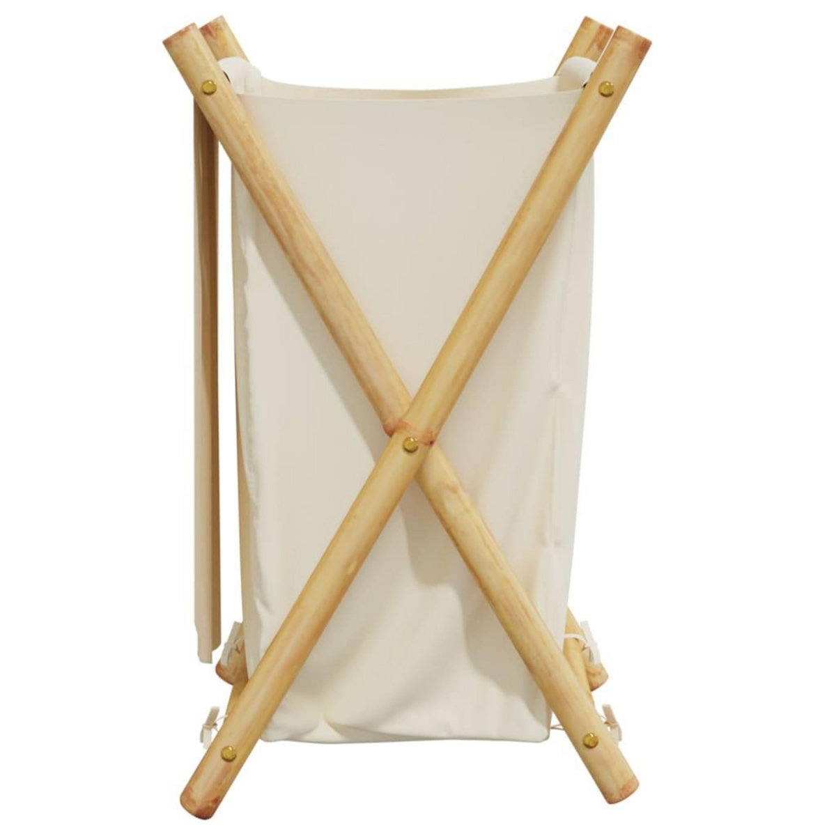 VIDAXL Panier a linge blanc creme 41,5x36x63,5 cm bambou