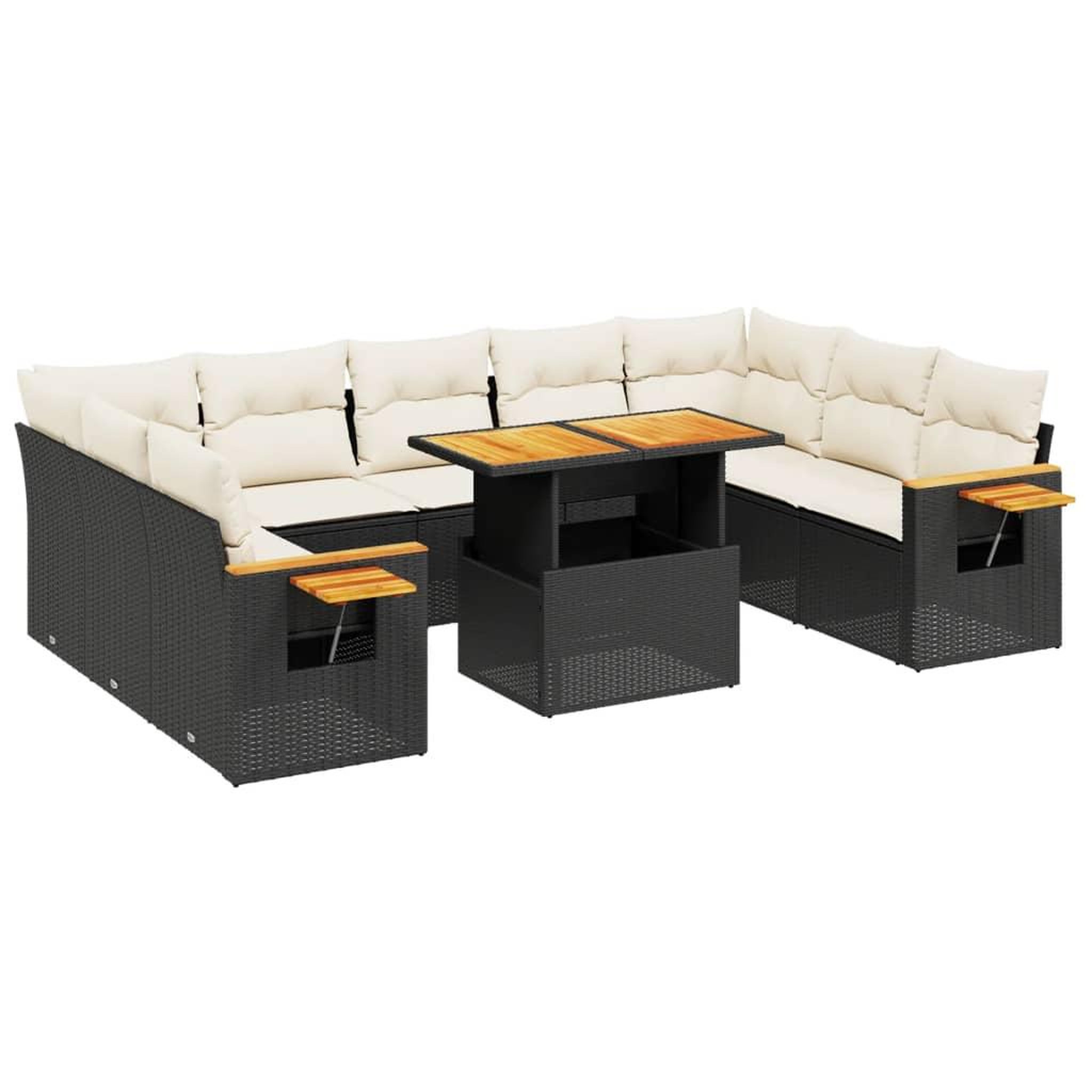 Voir la diapositive 2 : VIDAXL Salon de jardin 11 pcs avec coussins noir resine tressee