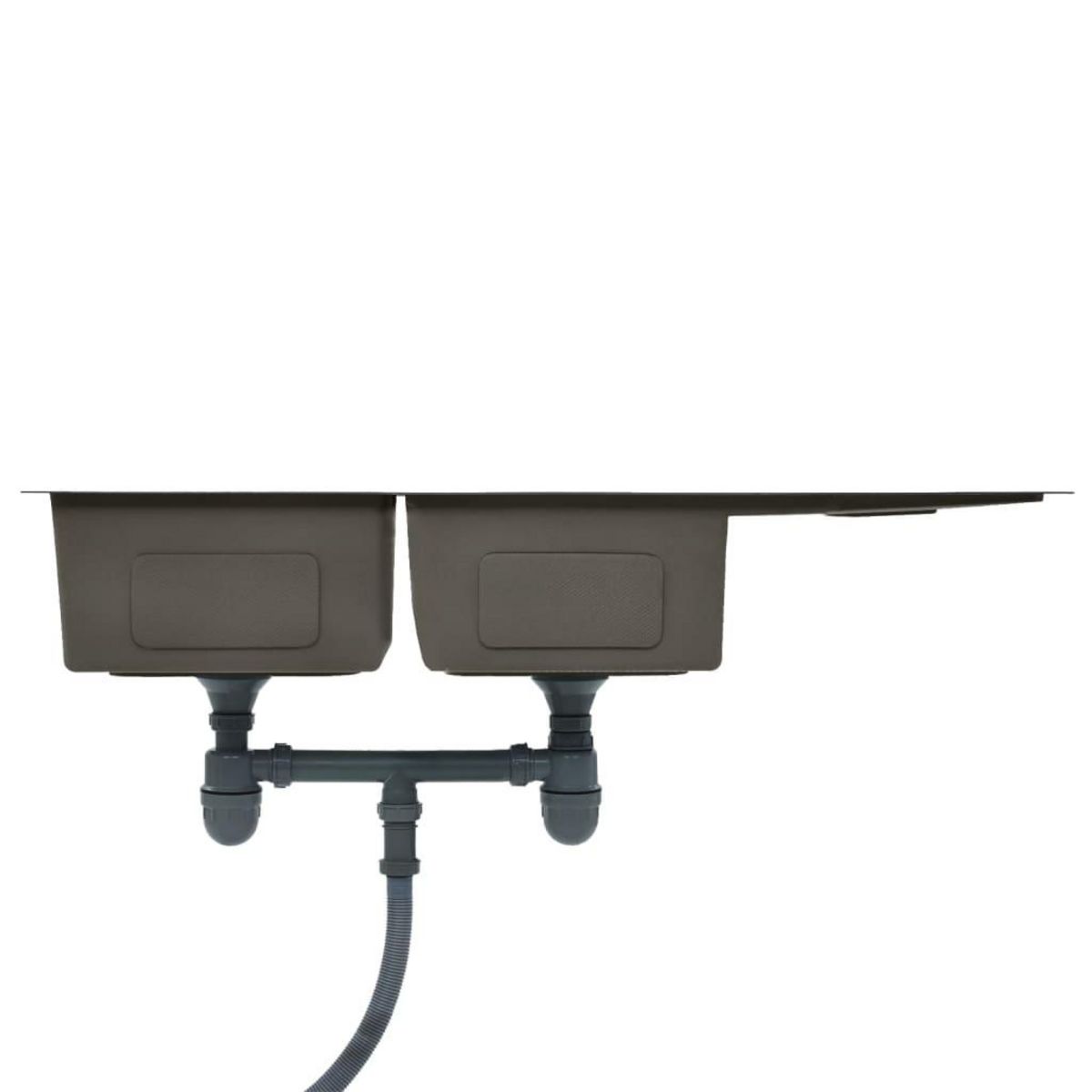 VIDAXL Evier de cuisine fait a la main Noir Acier inoxydable