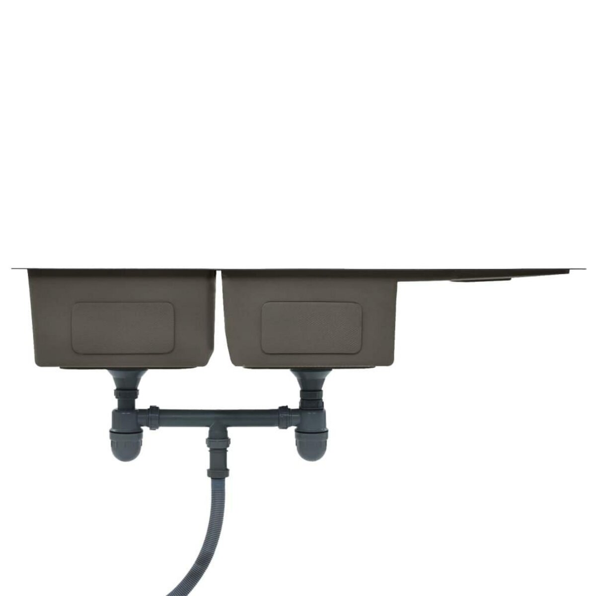 VIDAXL Evier de cuisine fait a la main Noir Acier inoxydable