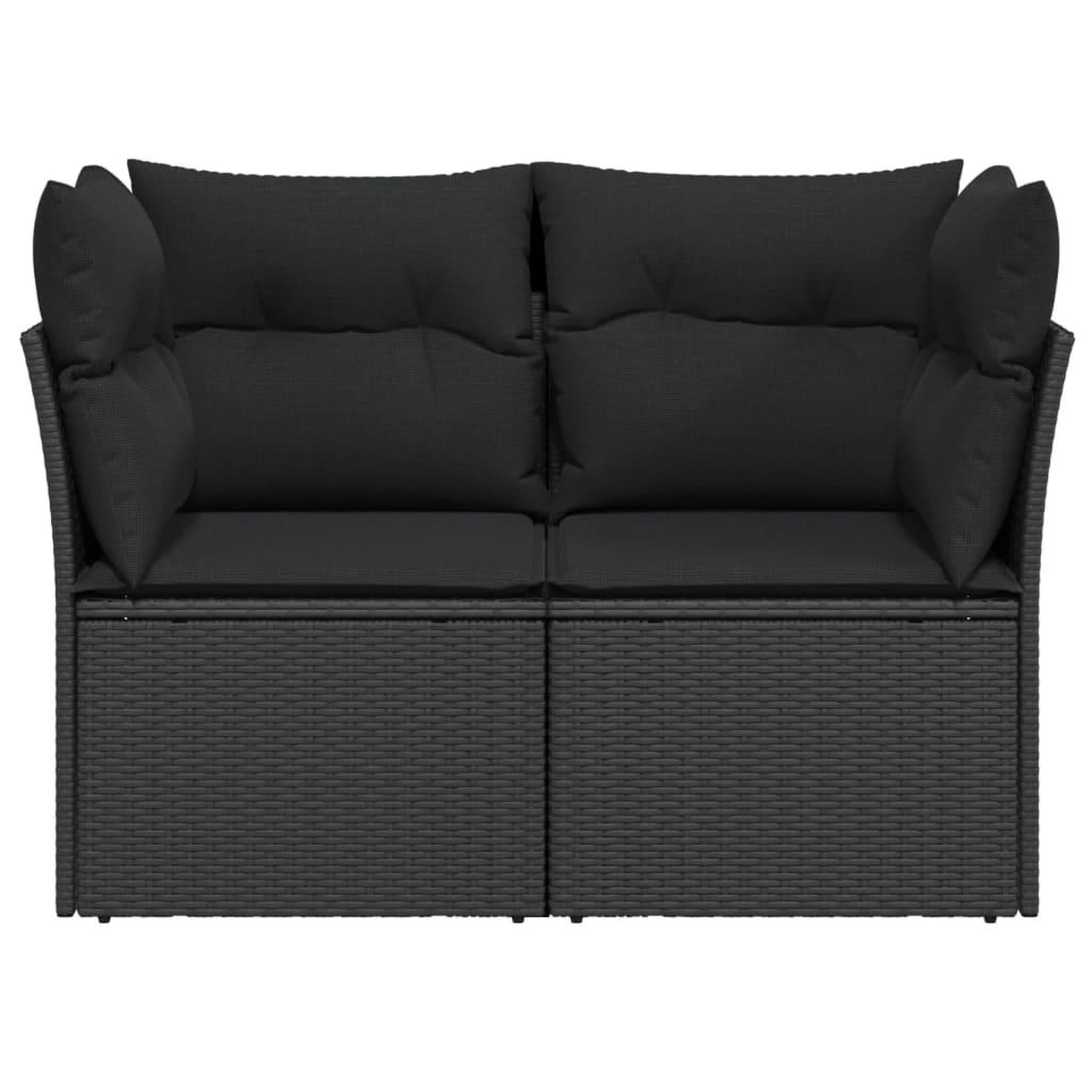 Voir la diapositive 4 : VIDAXL Canape de jardin avec coussins 2 places noir resine tressee