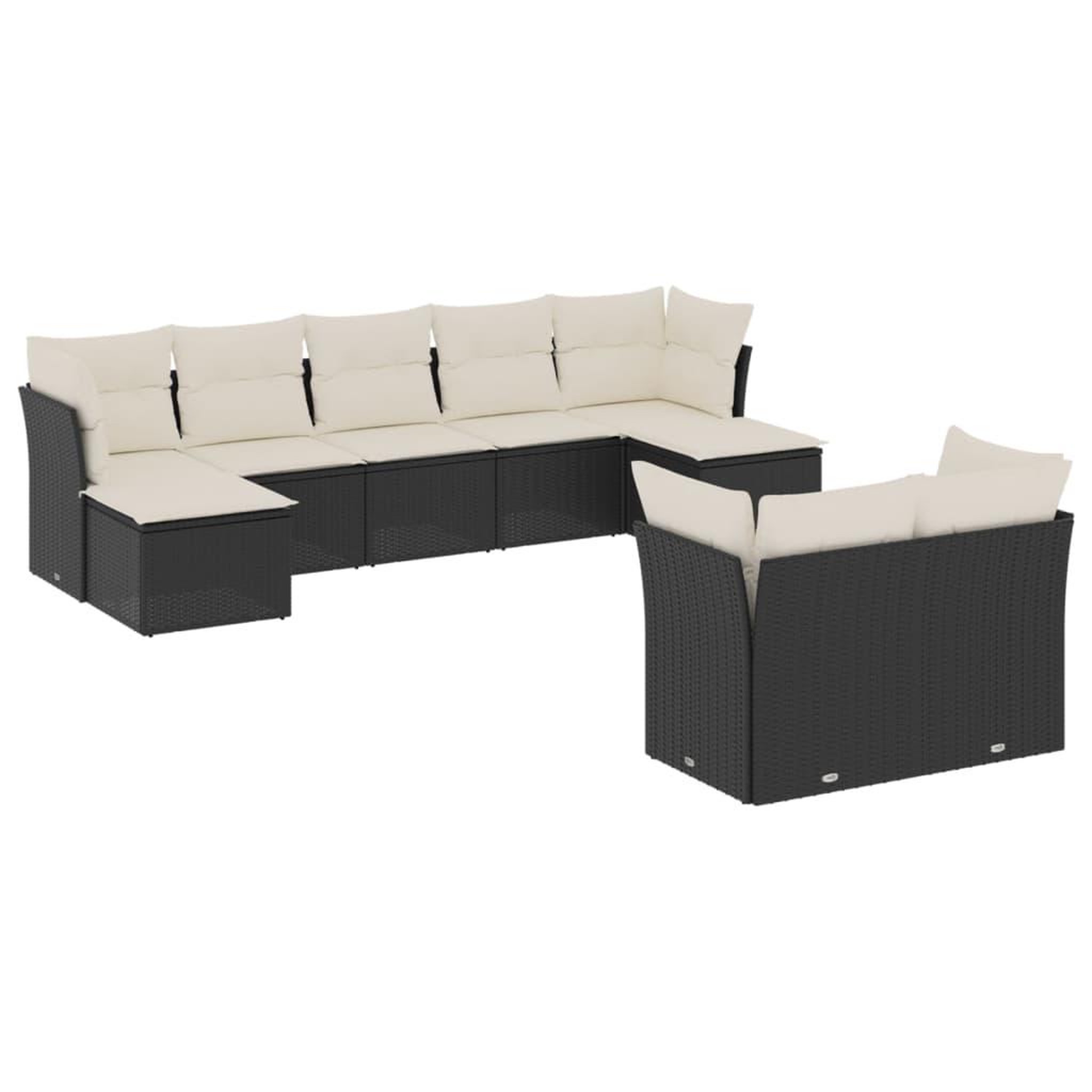 Voir la diapositive 2 : VIDAXL Salon de jardin 9 pcs avec coussins noir resine tressee