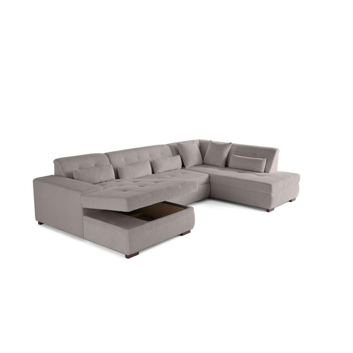 LISA DESIGN Vermont - canapé panoramique d'angle droit - 7 places - convertible avec coffre - en velours côtelé