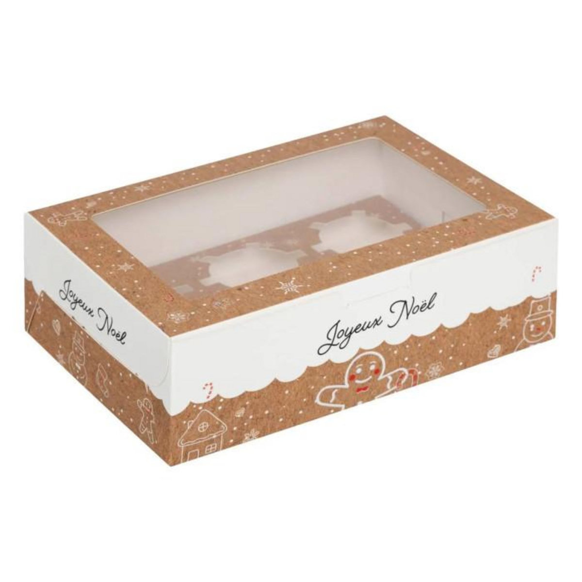 FIVE Lot de 5 Boîtes à Cupcakes  Noël  24cm Beige