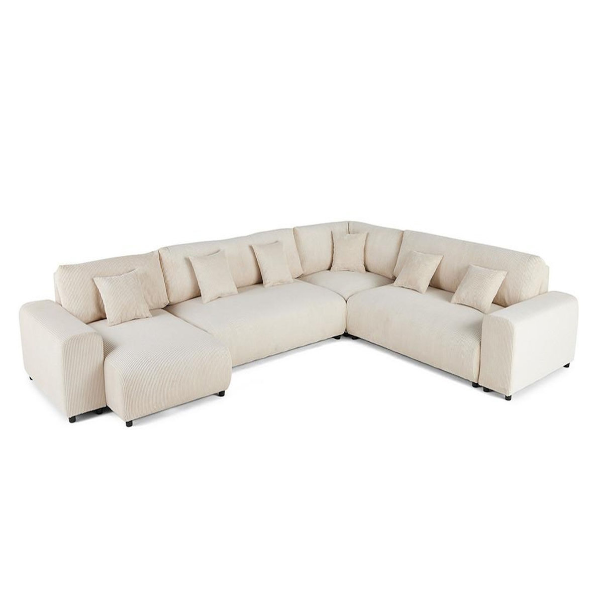 LISA DESIGN Garance - canapé modulable d'angle droit - 8 places - en velours côtelé