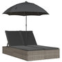 Voir la diapositive 2 : VIDAXL Chaise longue double et coussins et parasol gris resine tressee