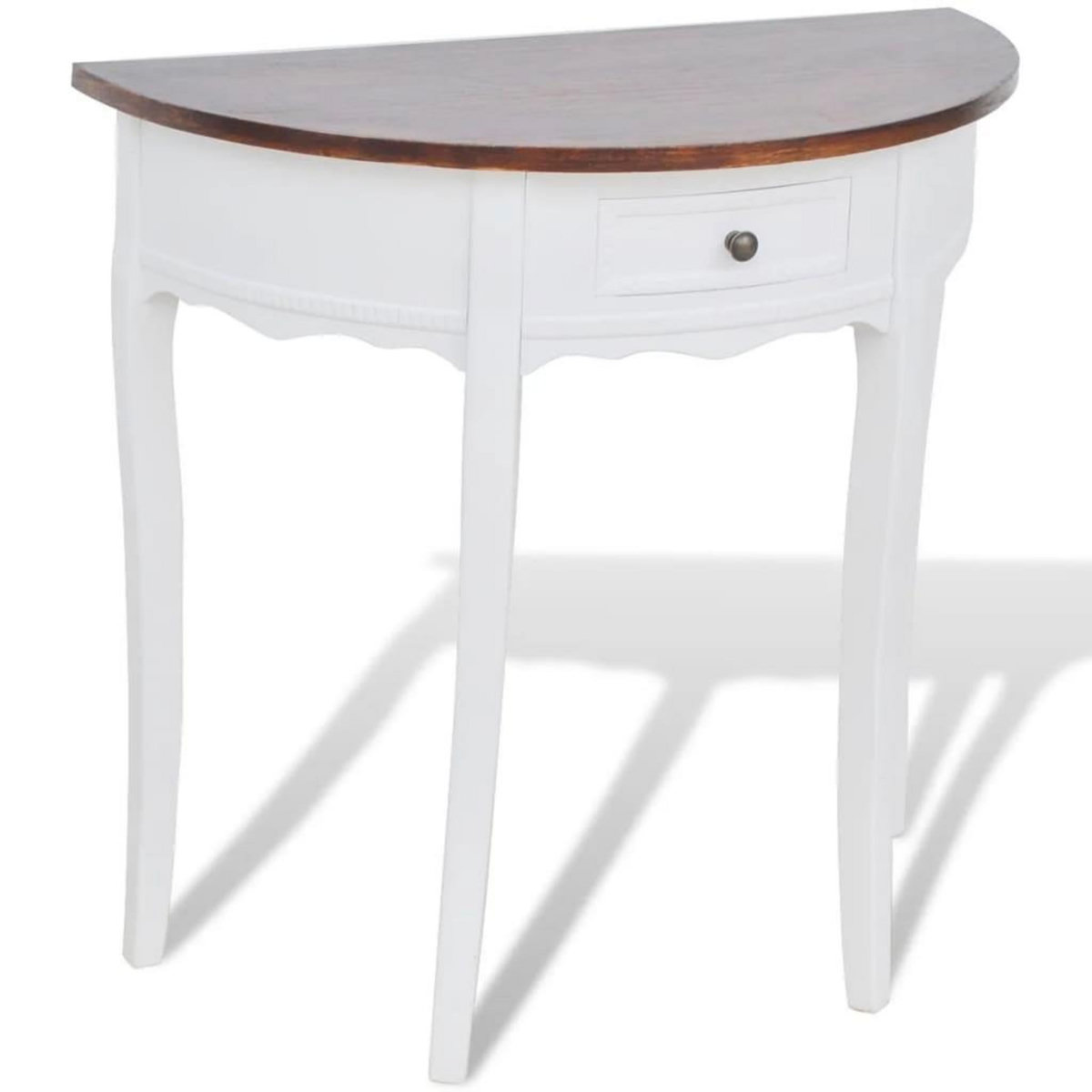 VIDAXL Table console avec tiroir et dessus de table marron Demi-ronde