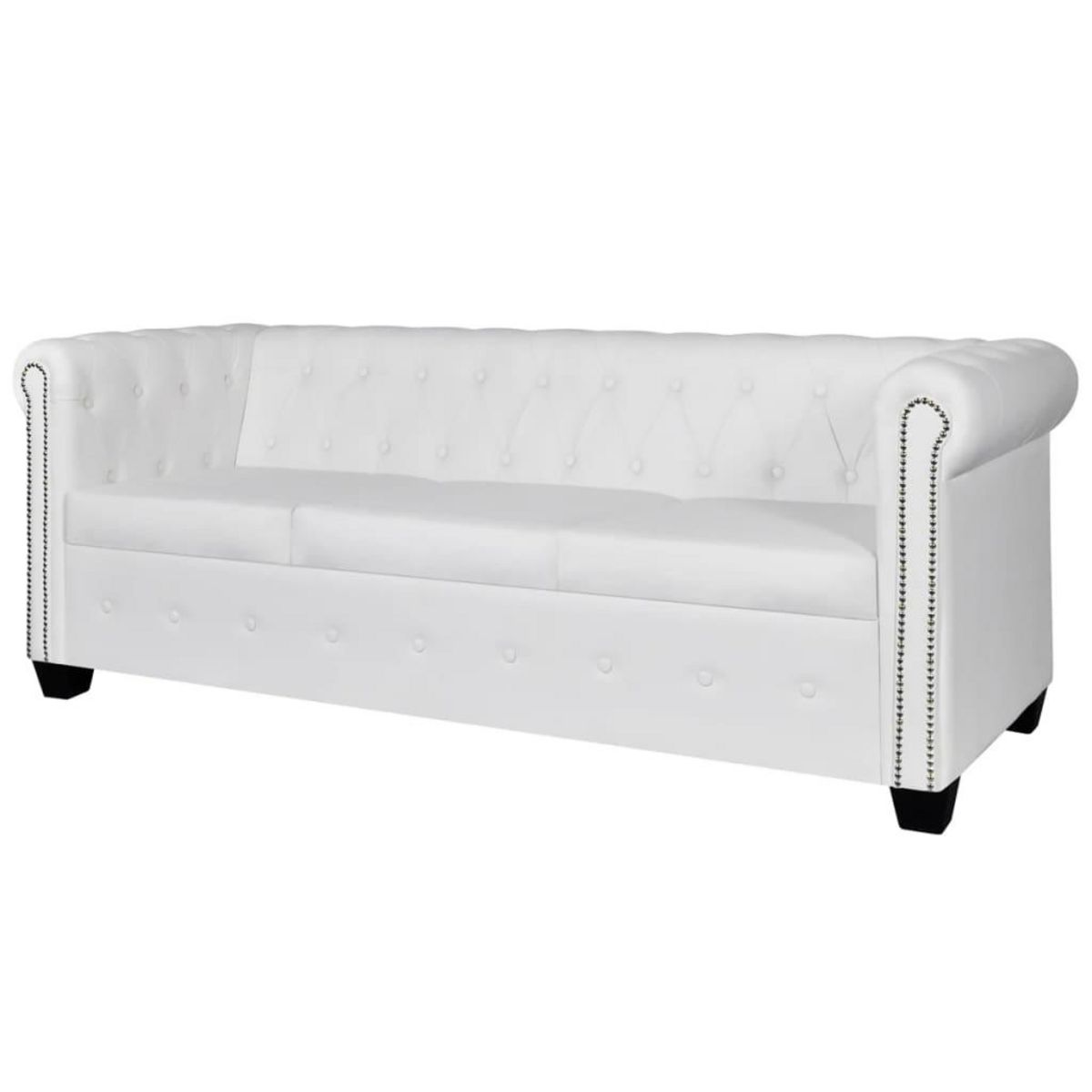 VIDAXL Canape Chesterfield a 2 places et a 3 places blanc
