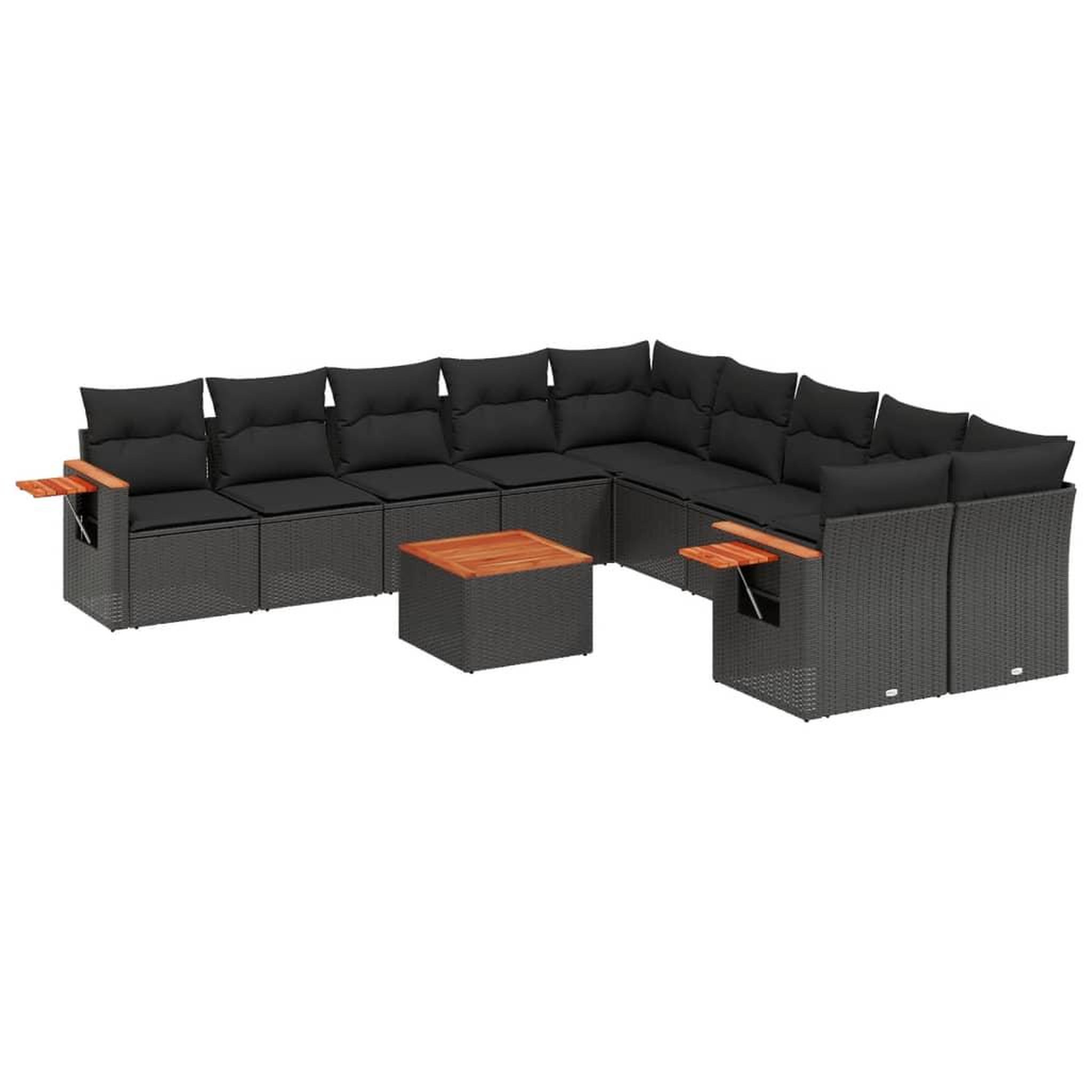 Voir la diapositive 2 : VIDAXL Salon de jardin 11 pcs avec coussins noir resine tressee