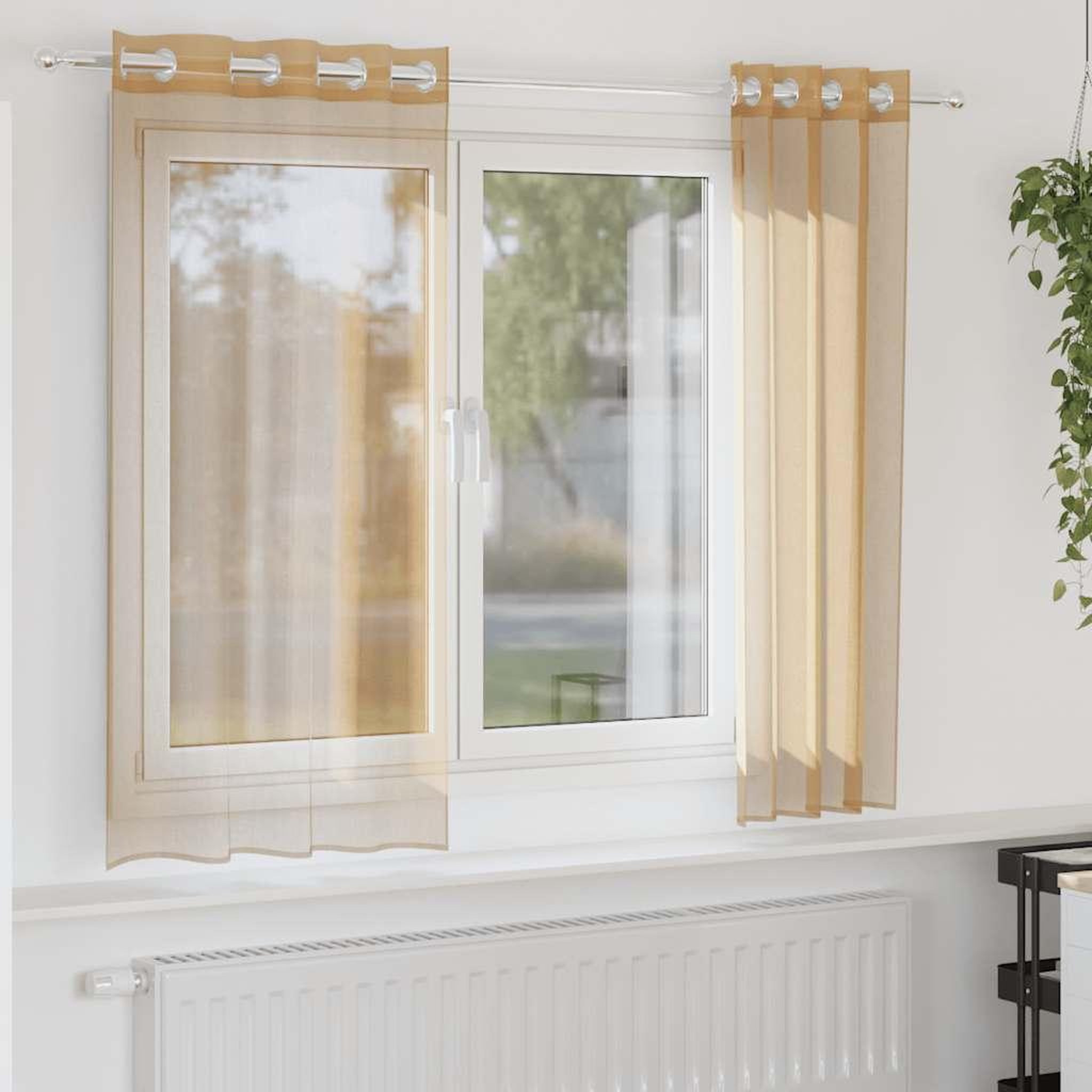 VIDAXL Rideaux en voile avec œillets 2 pcs sable