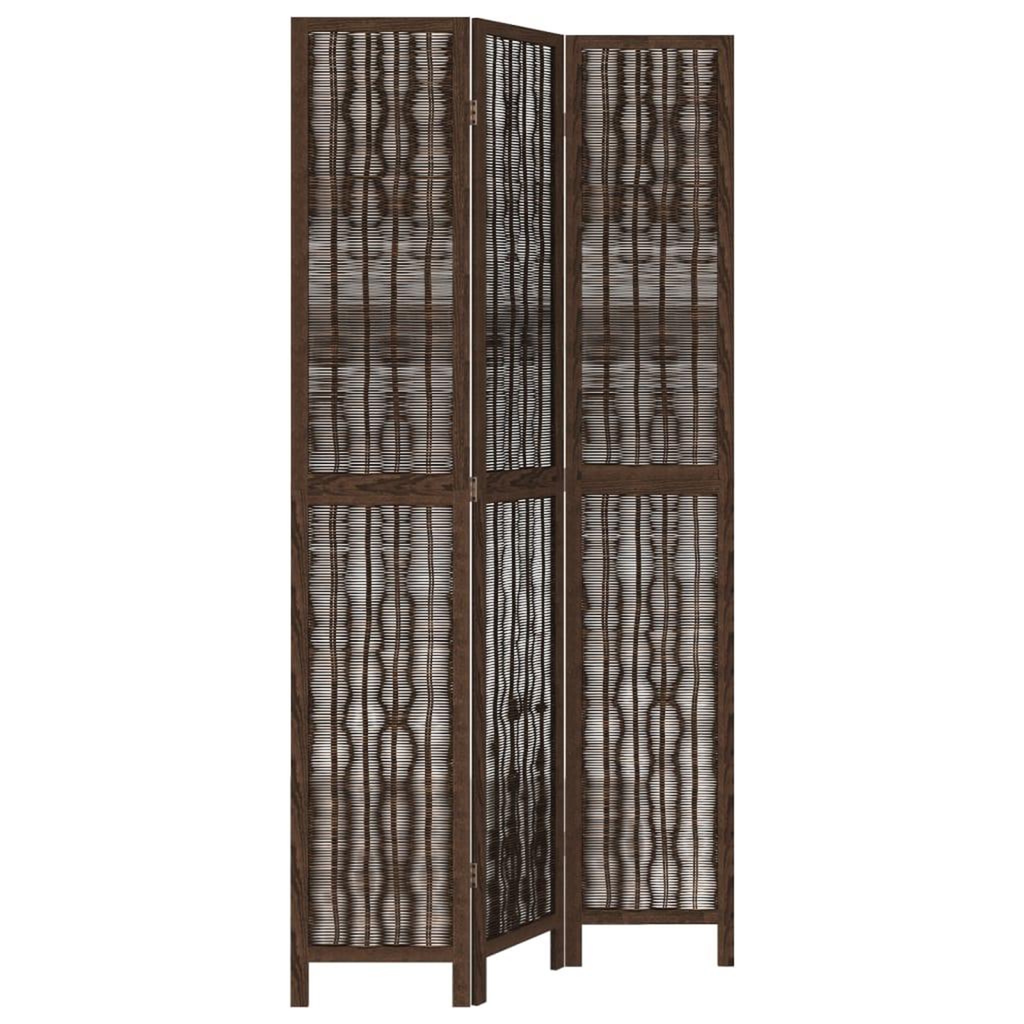 Voir la diapositive 2 : VIDAXL Cloison de separation 3 panneaux marron fonce paulownia massif