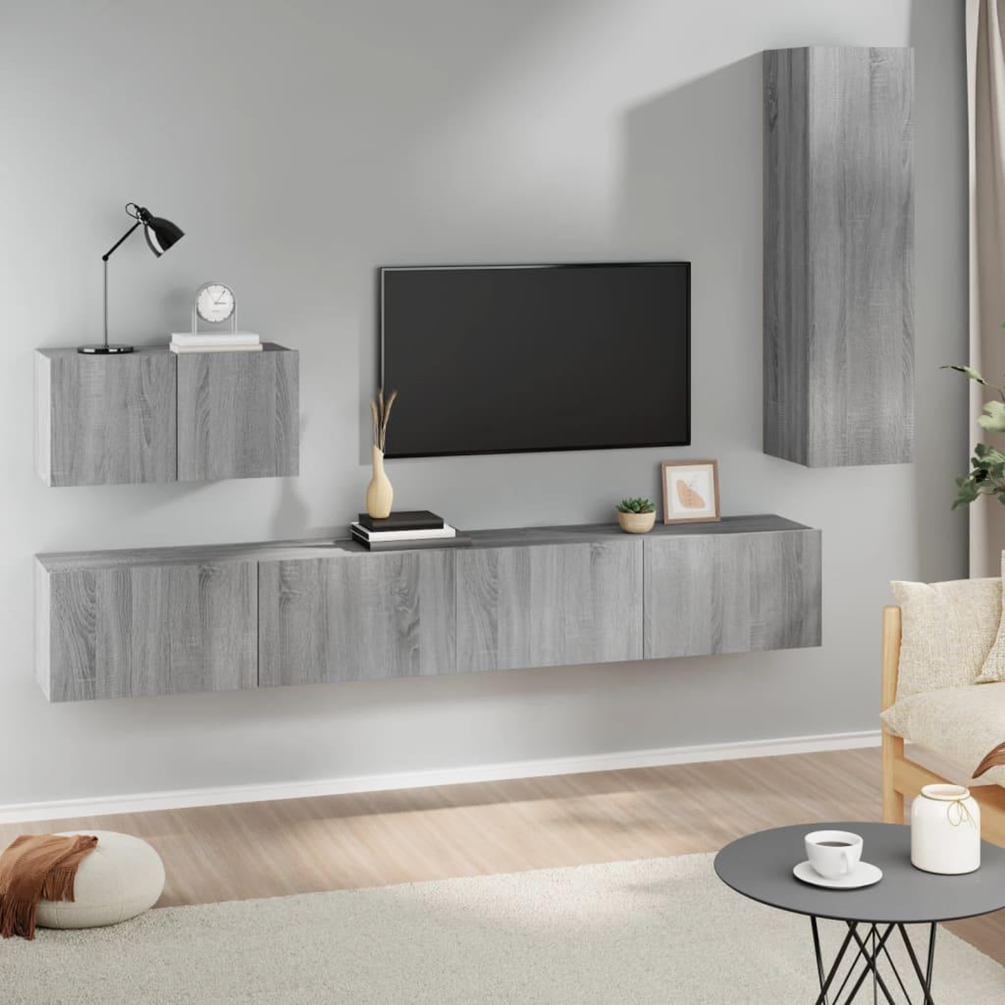 Voir la diapositive 1 : VIDAXL Ensemble de meubles TV 4 pcs Sonoma gris Bois d'ingenierie