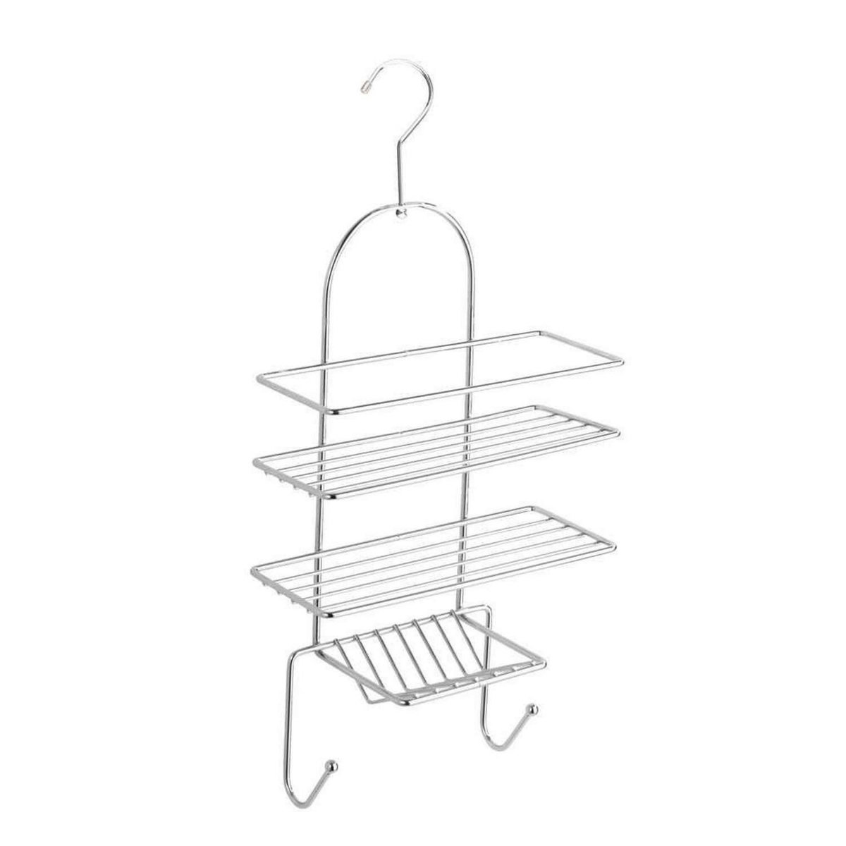 Wenko Serviteur de douche 3 tablettes et 2 crochets en métal - Argent