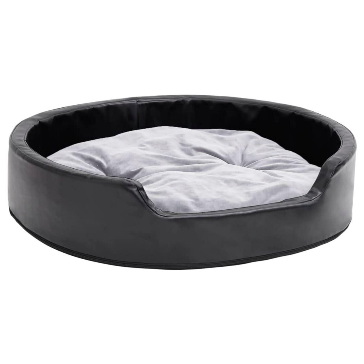VIDAXL Lit pour chiens Noir et gris 79x70x19 cm Peluche et similicuir