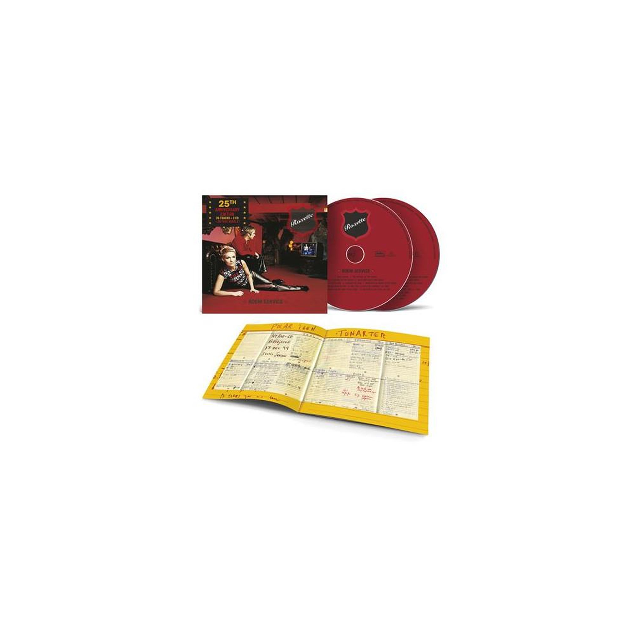 Album cd 2cd roxette room service 25th anniversary, rock international, coffret 2 disques 66 min, disque plateau rouge