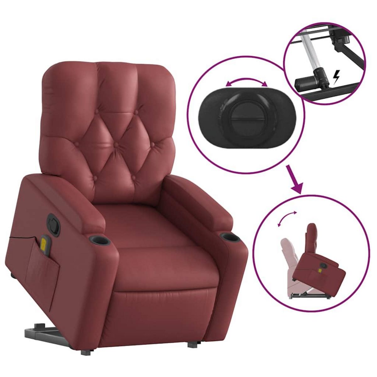 VIDAXL Fauteuil inclinable de massage Rouge bordeaux Similicuir