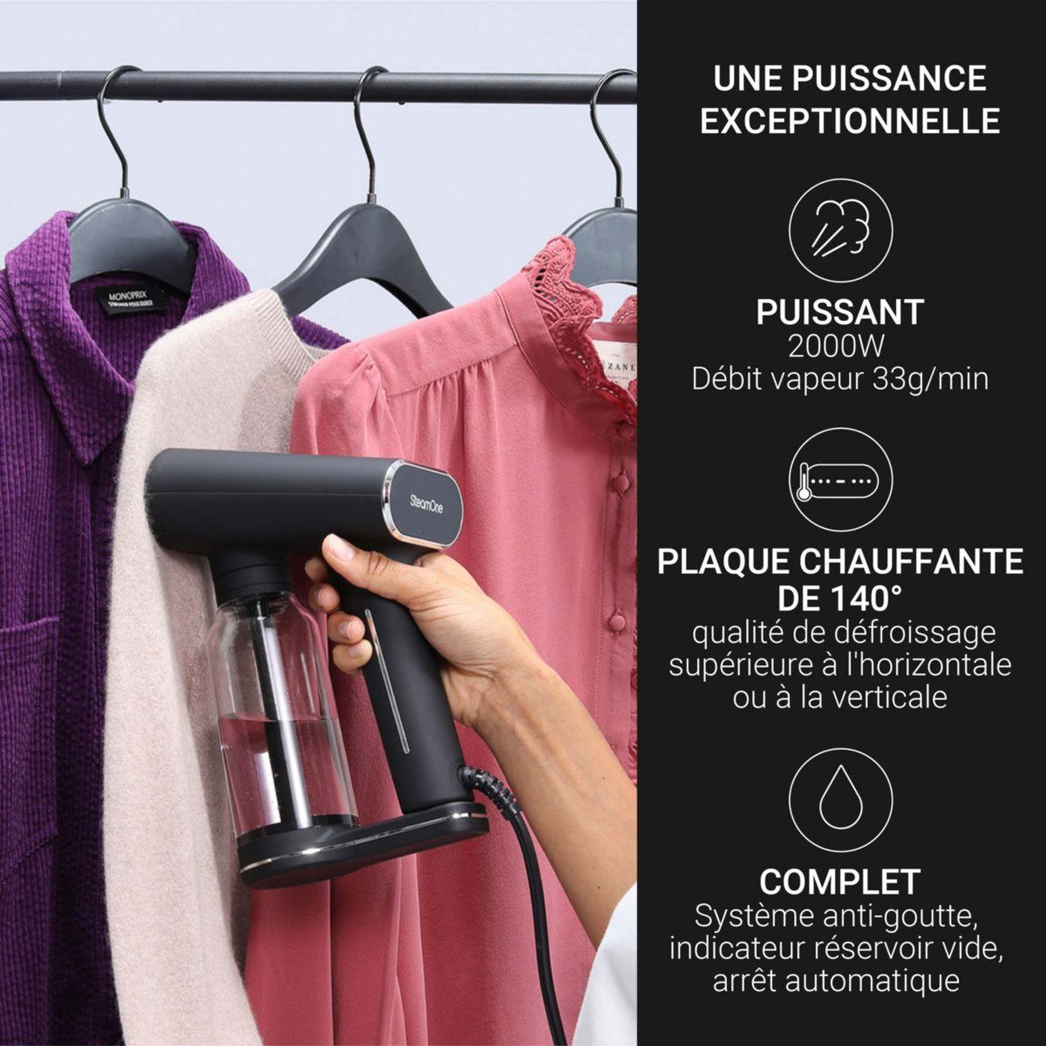 Voir la diapositive 4 : Steamone Défroisseur vapeur XL400 V2 Karl