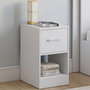 Voir la diapositive 2 : ID MARKET Lot de 2 tables de chevet UPPAH 1 tiroir en tissu avec niche bois blanc