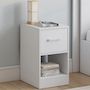 Voir la diapositive 2 : ID MARKET Lot de 2 tables de chevet UPPAH 1 tiroir en tissu avec niche bois blanc