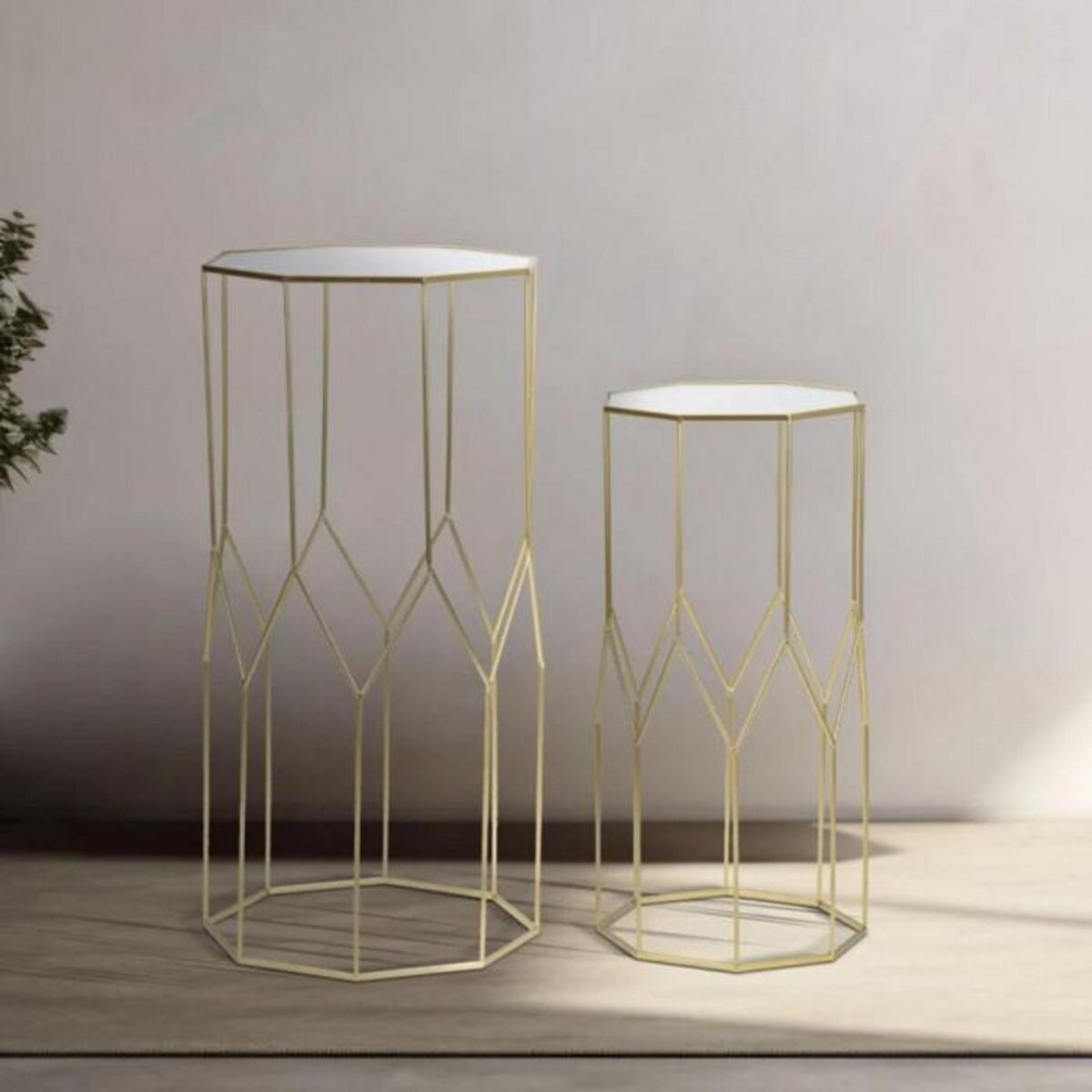 Paris Prix Lot de 2 Tables d'Appoint Octogonale  Glassy  100cm Or