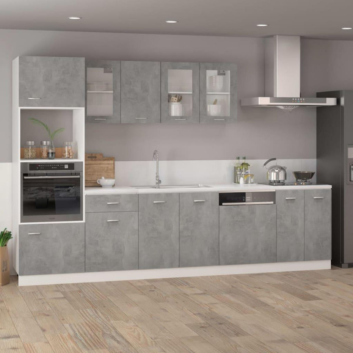 VIDAXL Armoire a micro-ondes Gris beton 60x57x207 cm Bois d'ingenierie