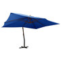 Voir la diapositive 1 : VIDAXL Parasol de jardin en porte-a-faux avec mat en bois bleu azure