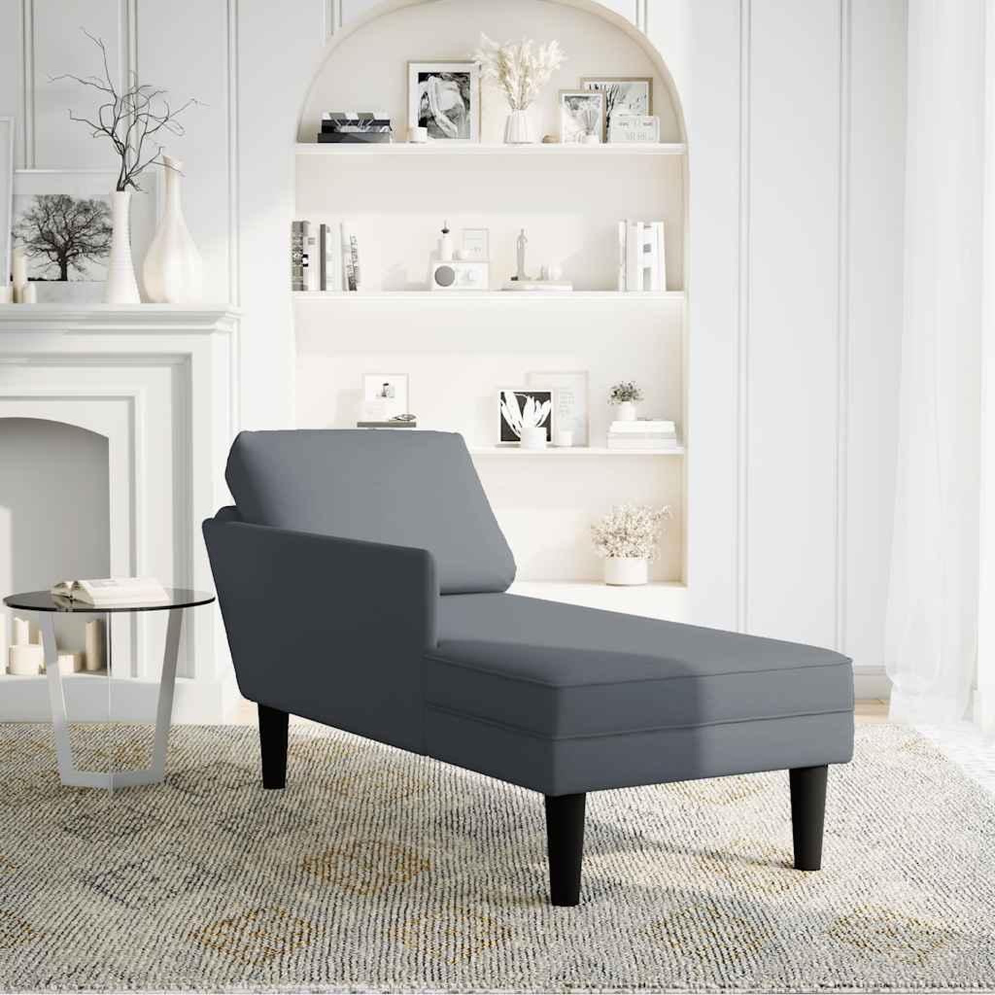 Voir la diapositive 2 : VIDAXL Fauteuil long et coussin et accoudoir droit gris fonce velours