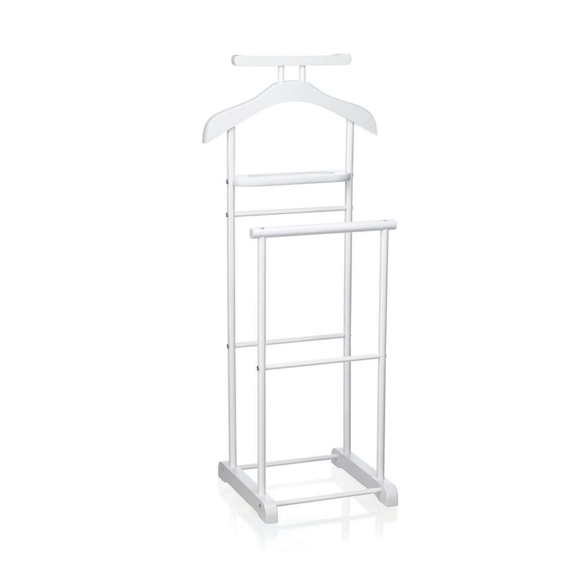 IDIMEX Valet de chambre MEDINA chevalet de nuit double portant pour vêtements, en MDF et métal laqué blanc