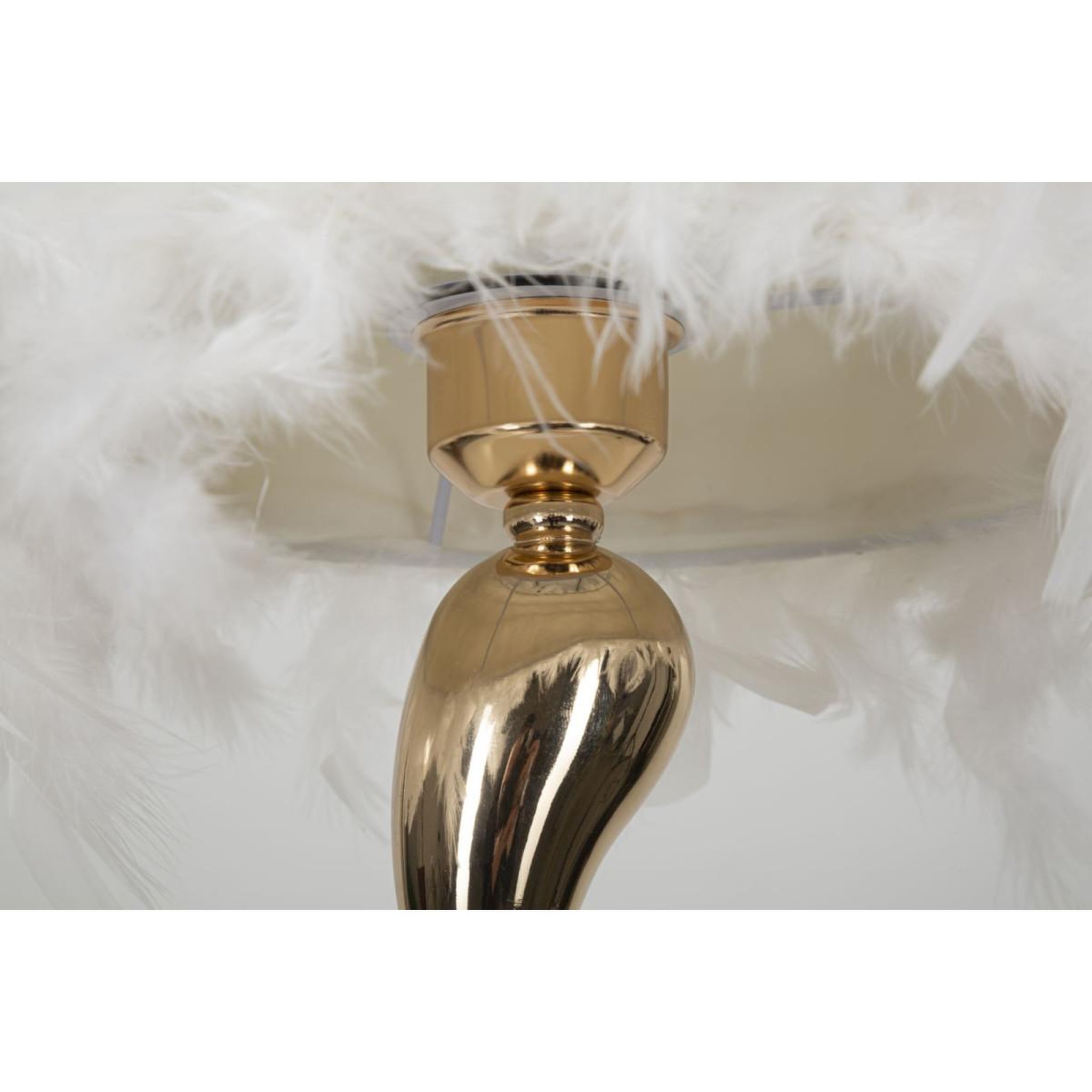 Voir la diapositive 4 : Paris Prix Lampe à poser imitation plume  cart  47cm or & blanc