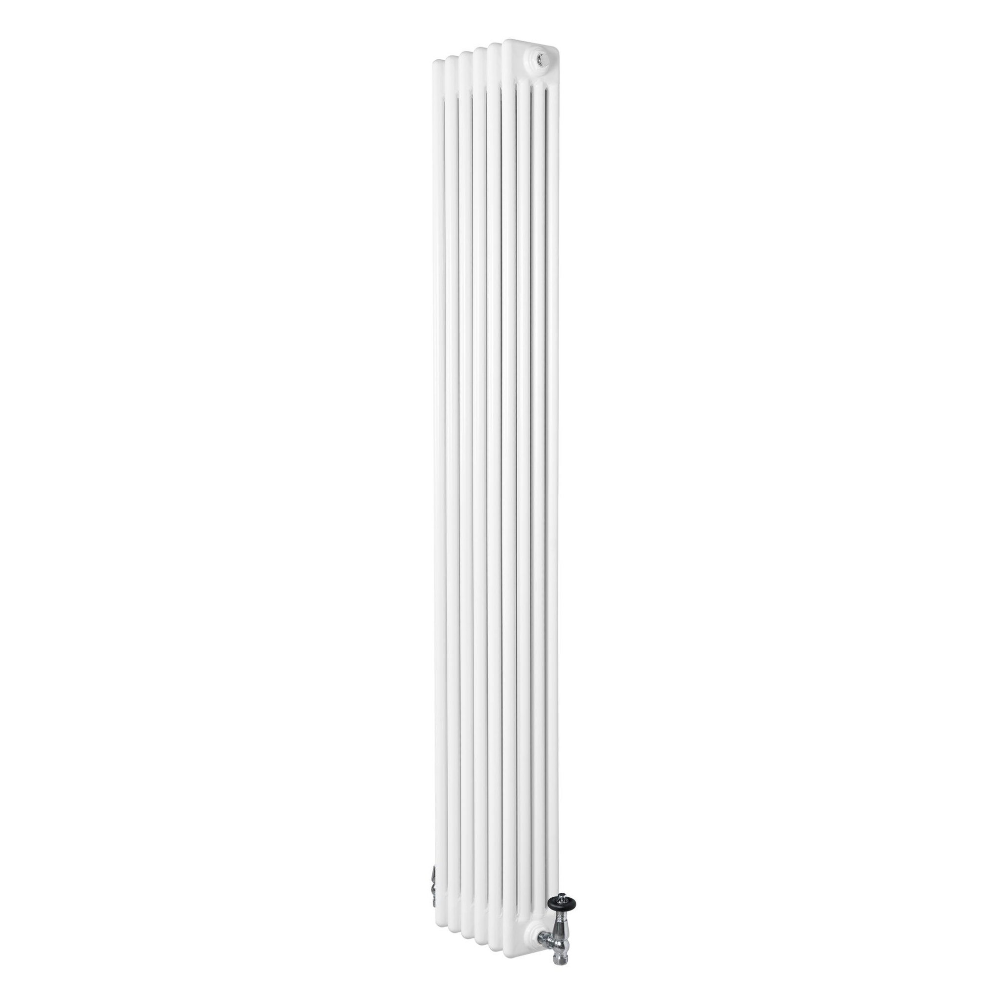 MONSTERSHOP Radiateur traditionnel à 4 colonnes & vannes - 1800 x 290 mm. Coloris disponibles : Blanc, Gris